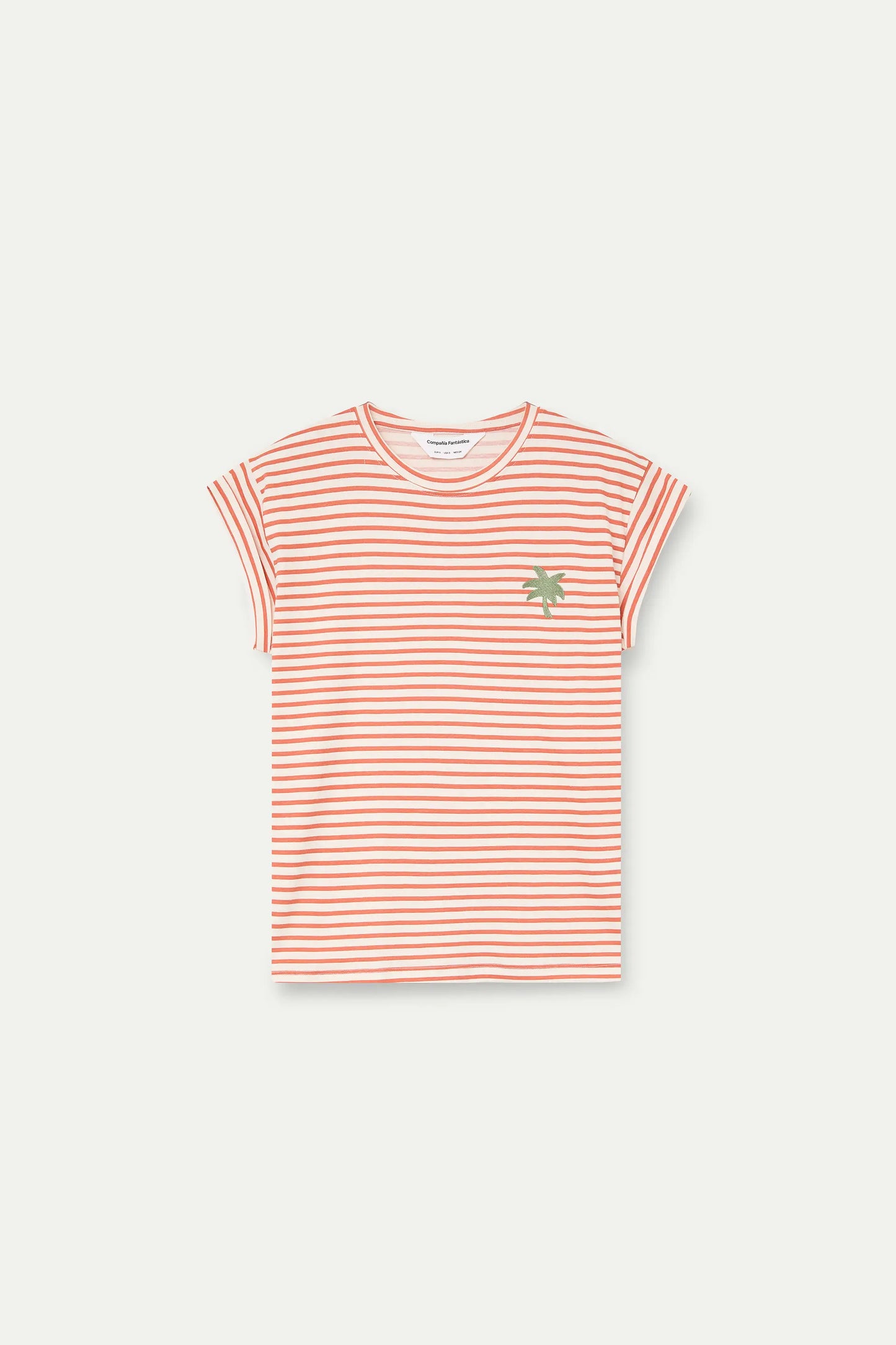 T-shirt with white and red striped print