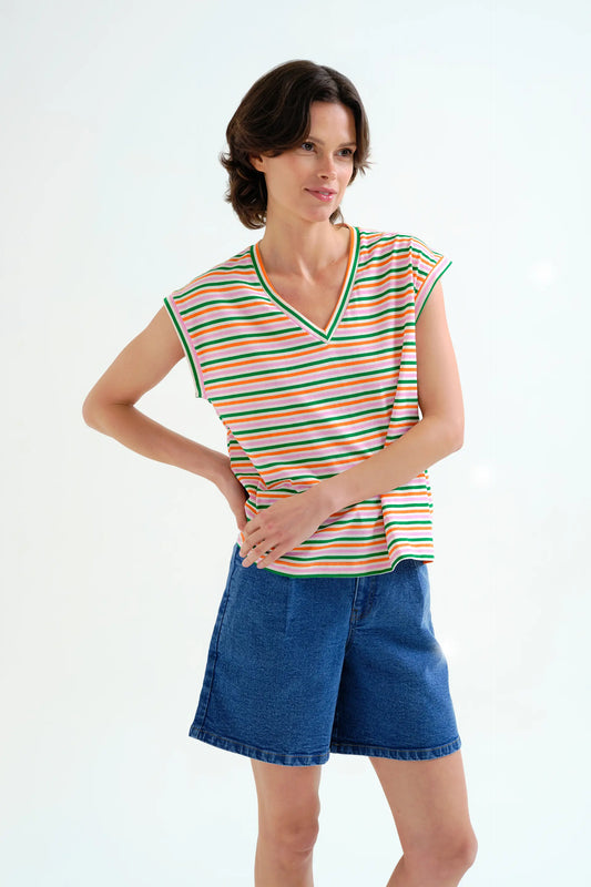 Camiseta con estampado de raya especial multicolor