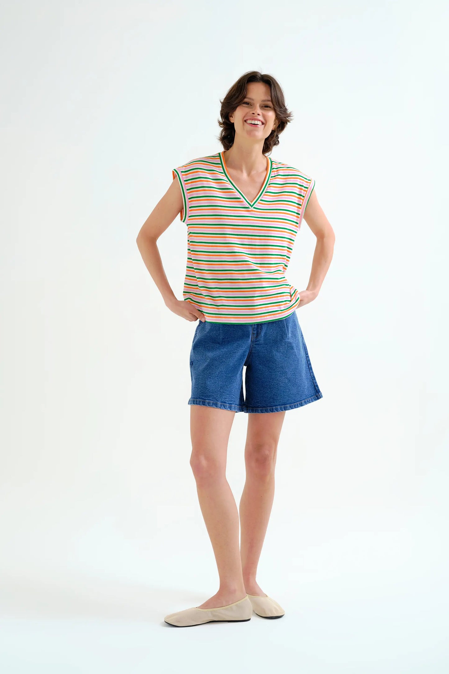 Camiseta con estampado de raya especial multicolor