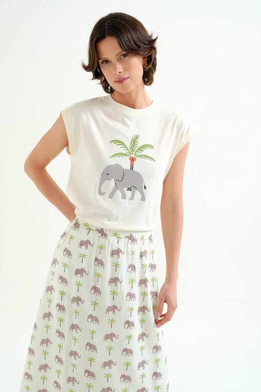 Camiseta con estampado Elefante y Palmera