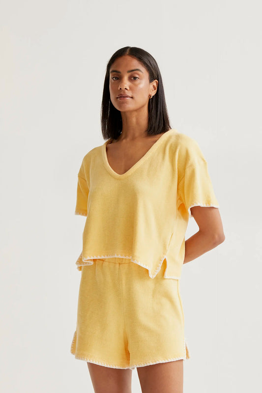 Top da spiaggia in 100% cotone giallo chiaro