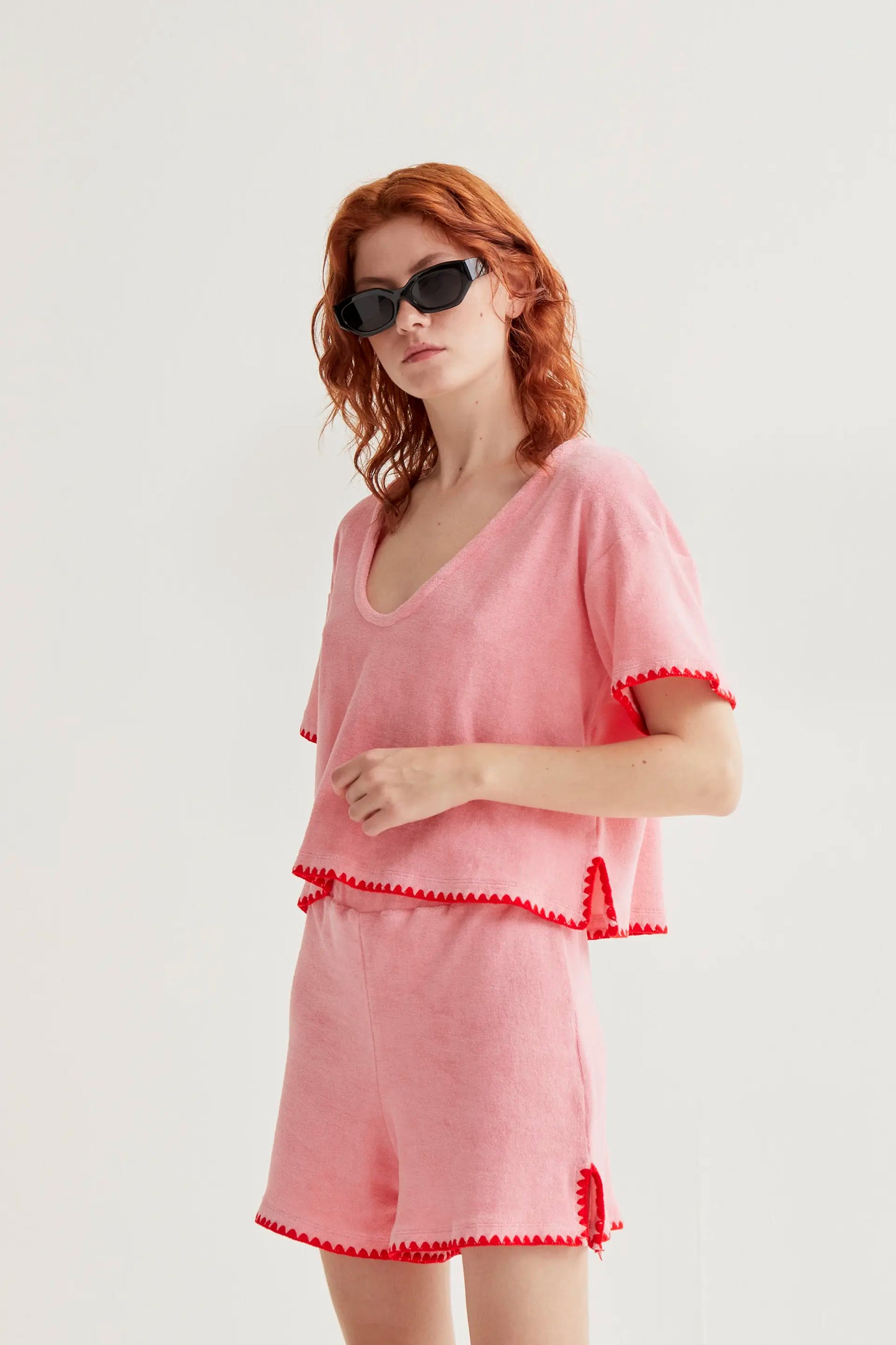 100% cotton beach top with pink