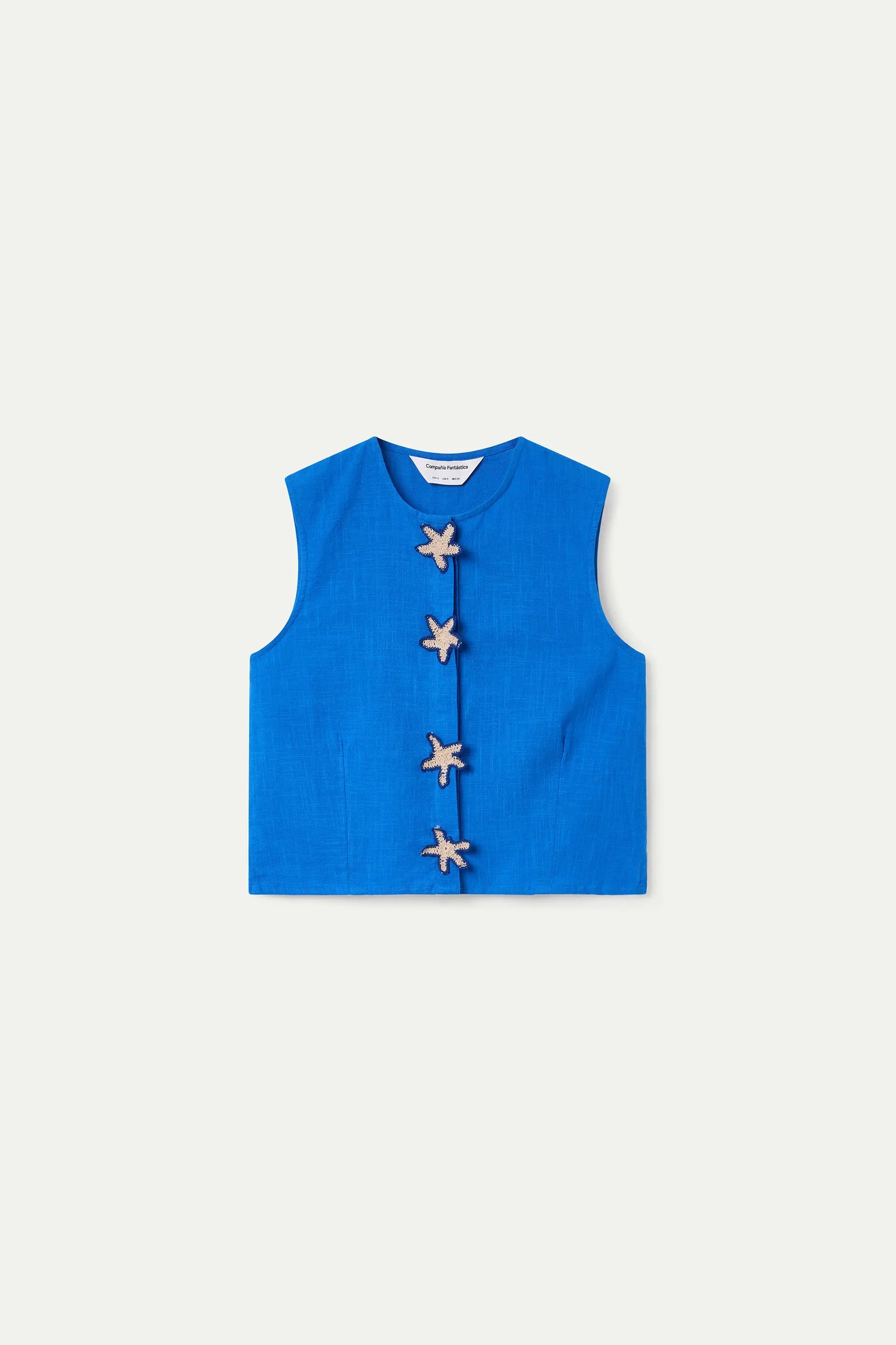 Top 100% algodón azul marino con aplique de estrellas