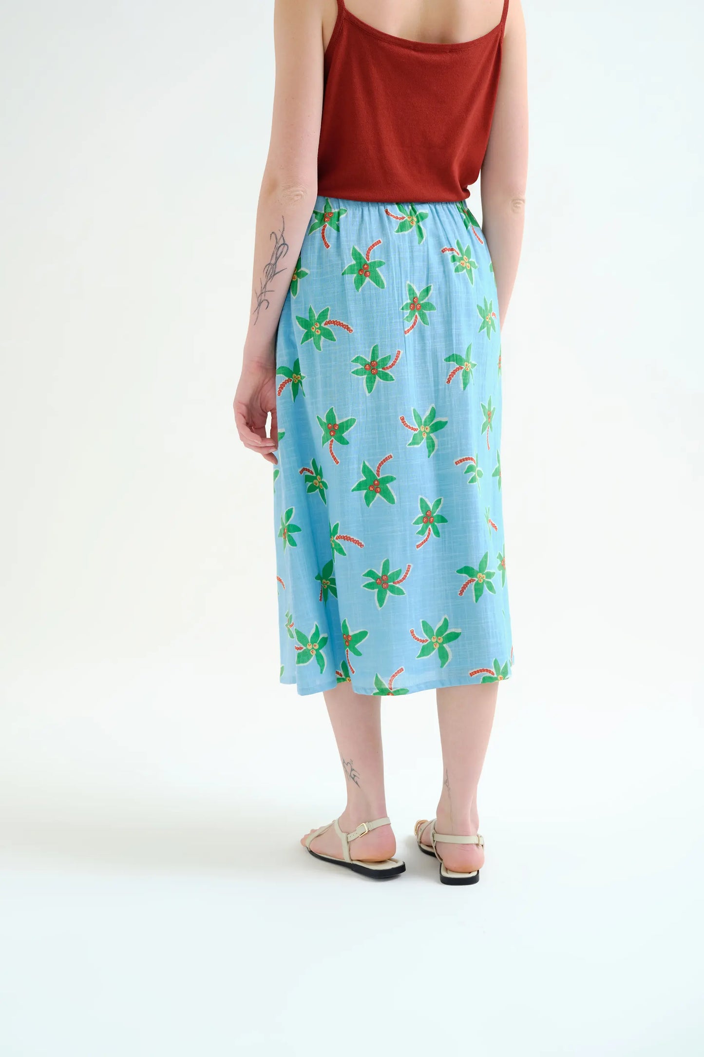 Gonna midi con stampa cocco piccola