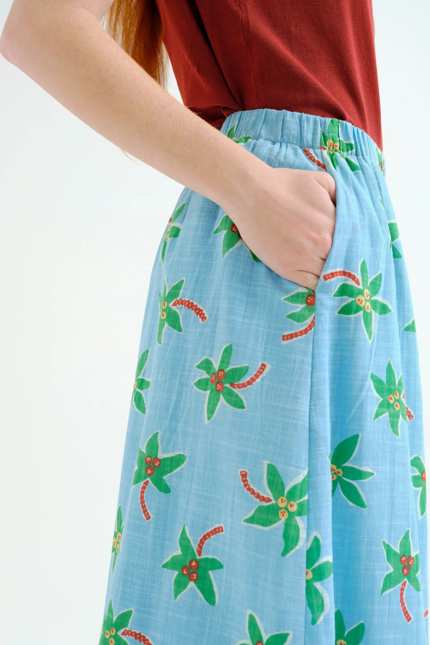 Gonna midi con stampa cocco piccola