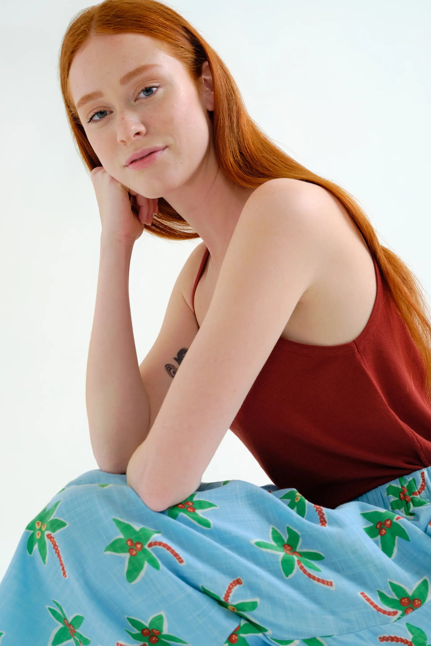 Gonna midi con stampa cocco piccola