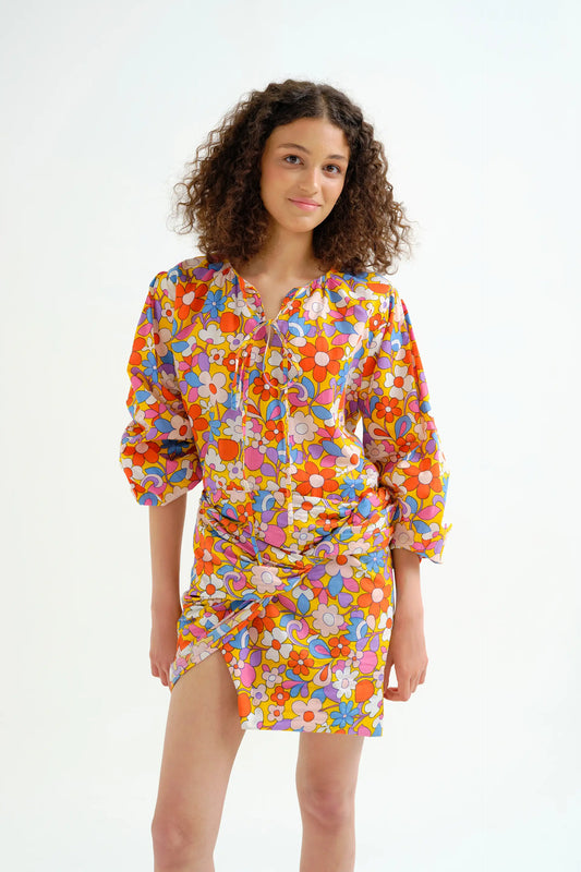 Top playero manga larga con estampado Bloom