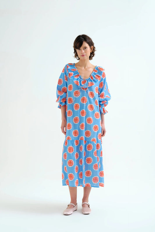 Vestido largo playero con estampado Red bloom flowers