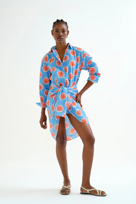 Pareo con stampa di fiori rossi