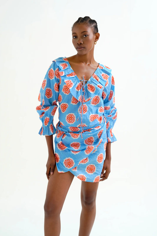 Top playero con estampado Red bloom flowers