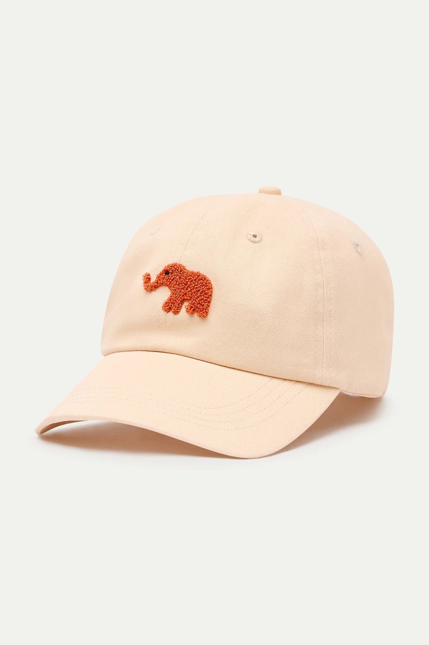 Gorra beige  con bordado de elefante rojo