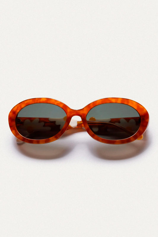 Gafas de sol marrones con estampado de margaritas