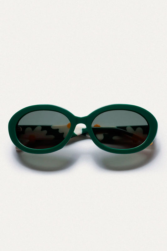 Gafas de sol verdes con estampado de margaritas