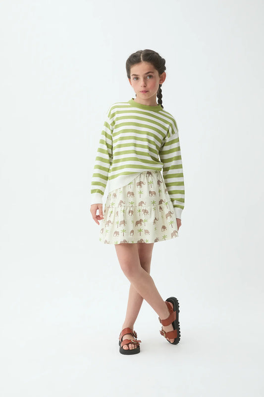 Jersey de niña rayas blanco y verde
