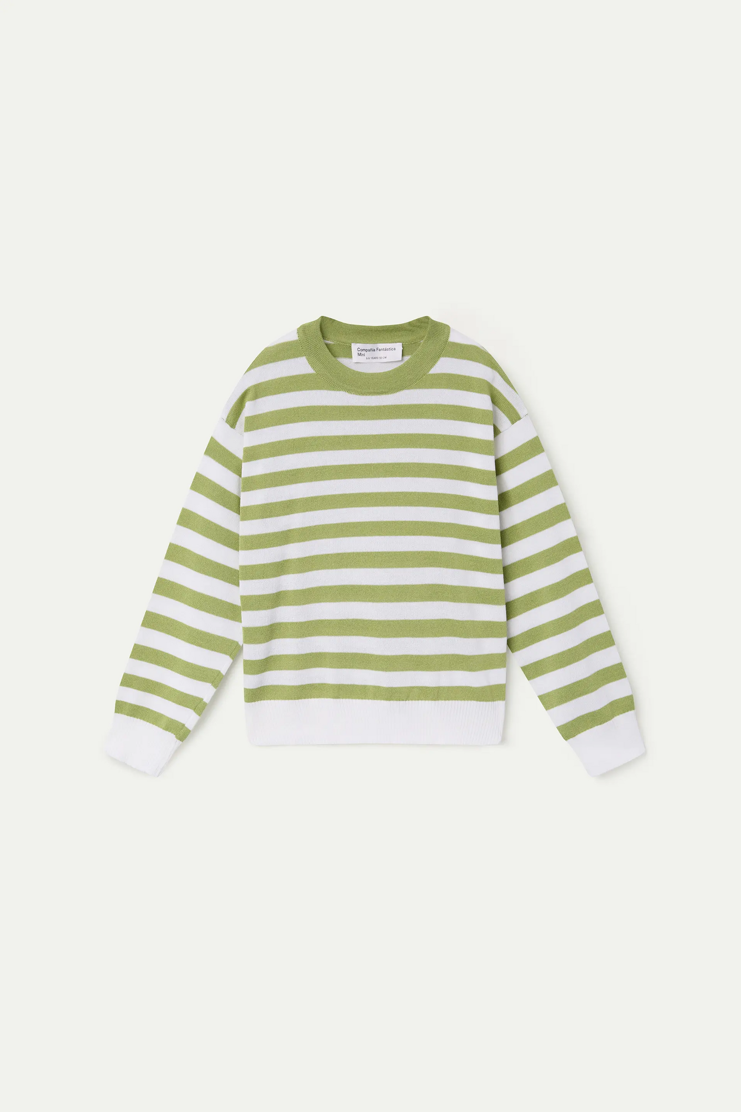 Girls' striped sweater, white and green