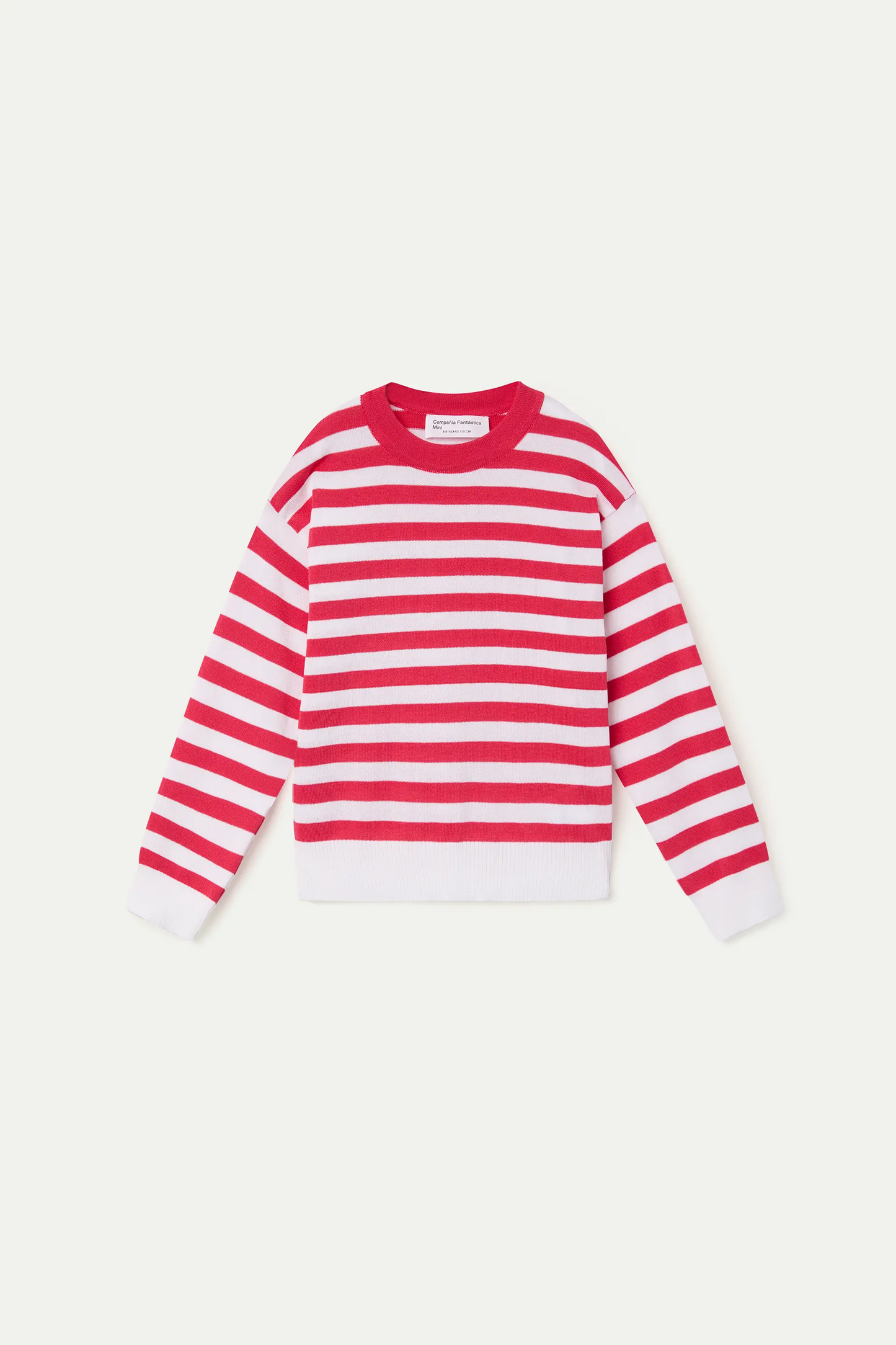 Girls' striped sweater, white and red