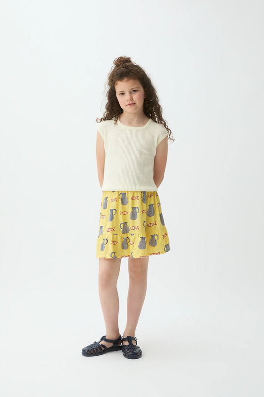 off-white short-sleeved knit top for girls