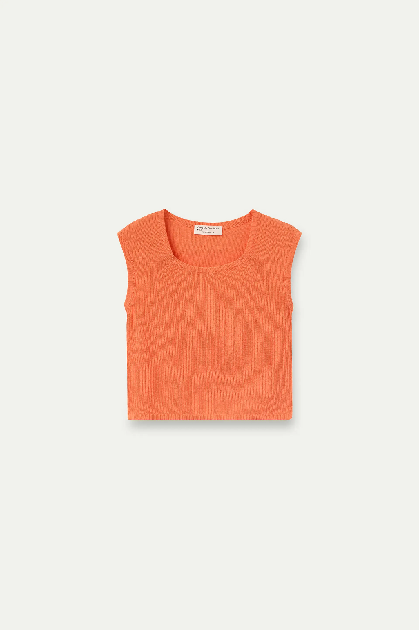 Orange knit top with short sleeves for girls