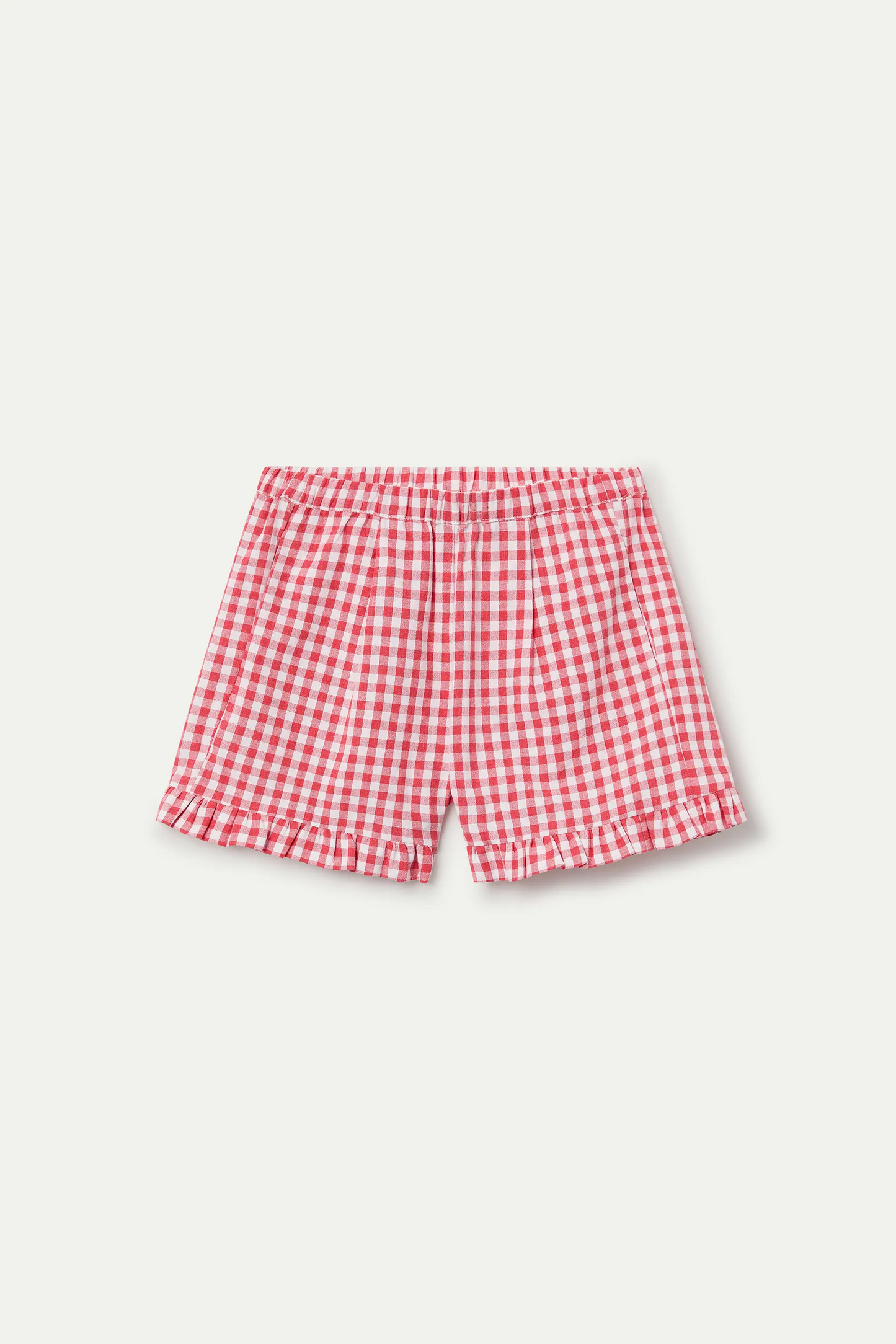 Girls' shorts with red gingham print
