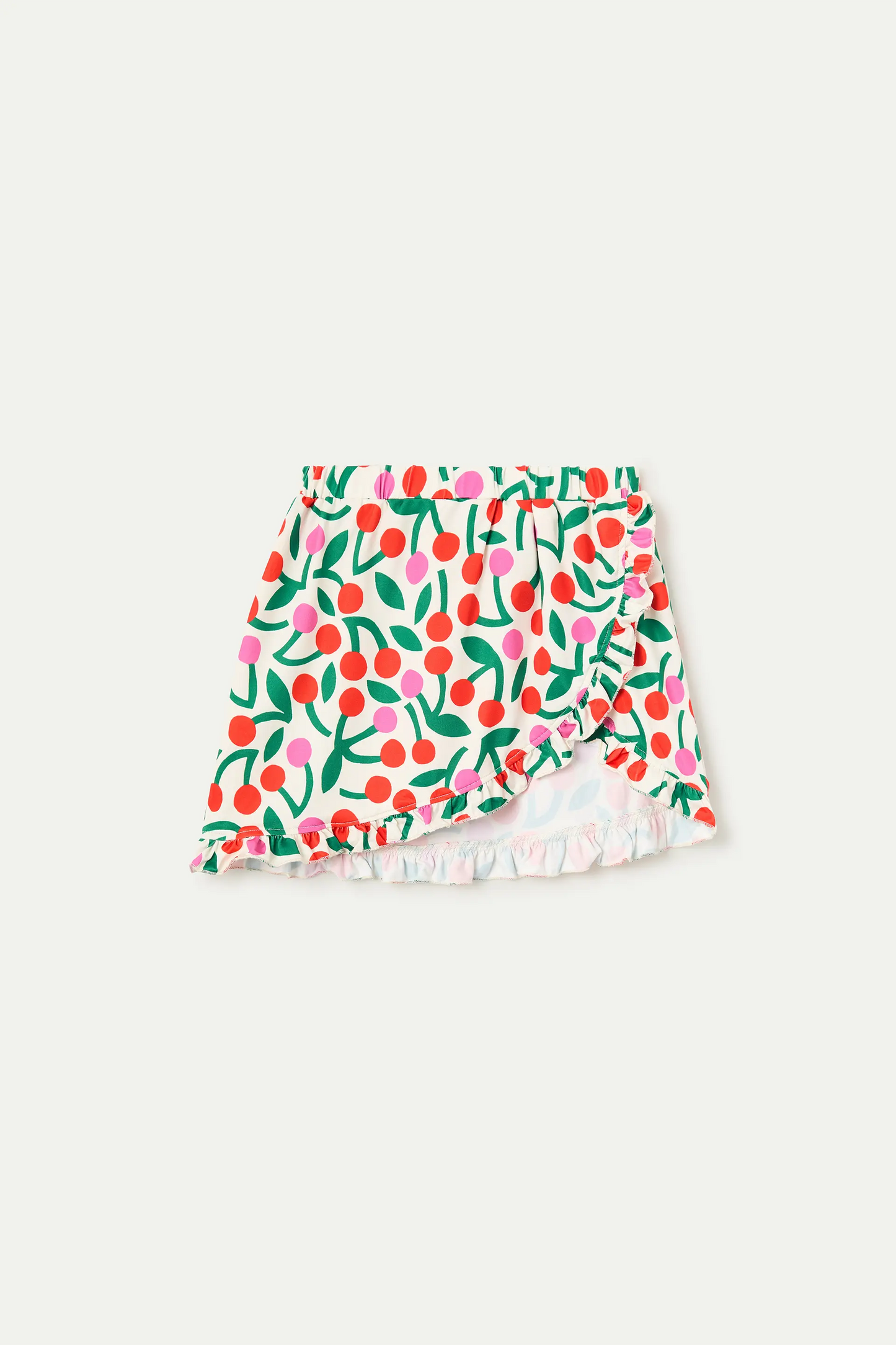 Falda corta pareo de niña con estampado Guinda