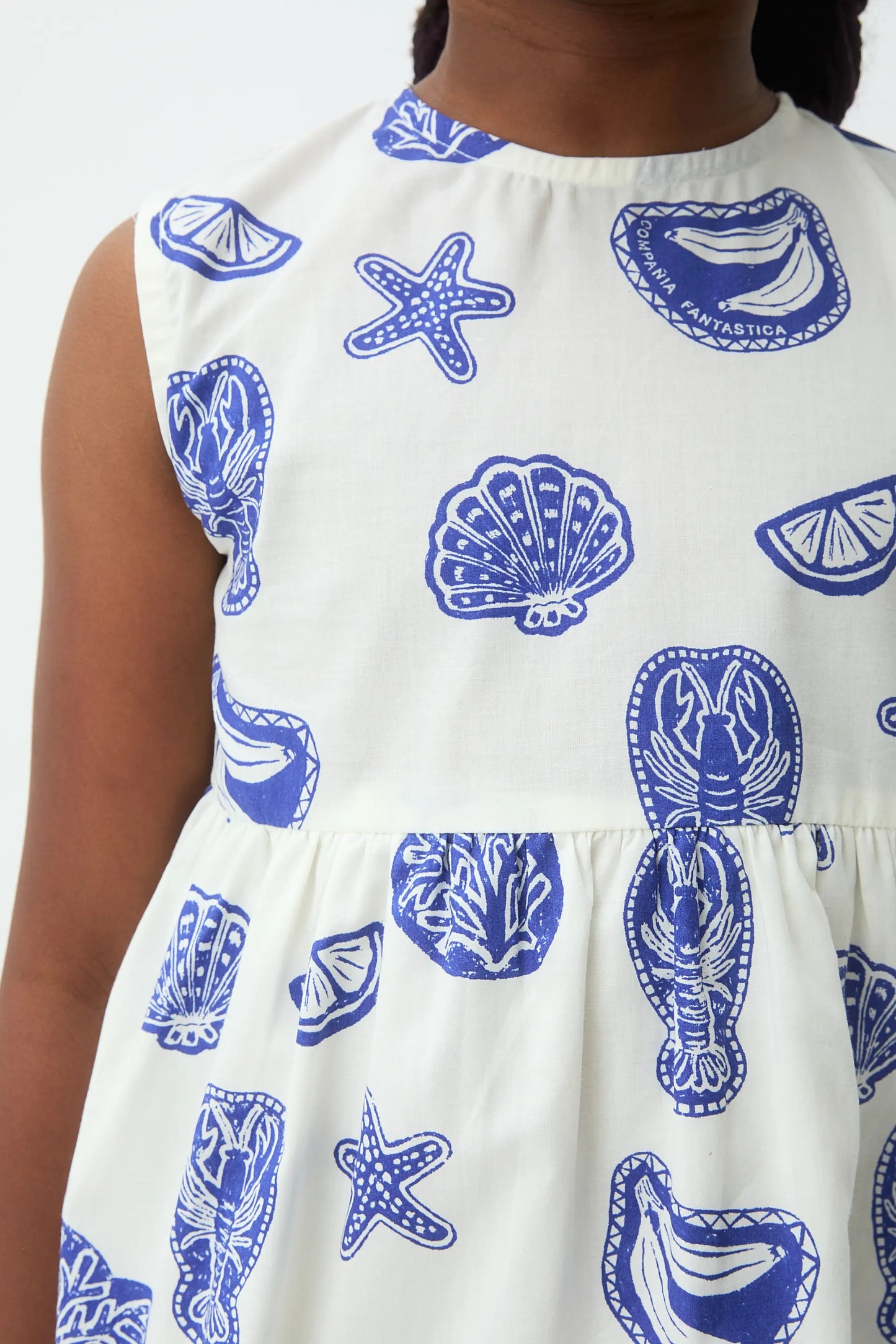 Vestido corto de niña 100% algodón estampado Lobster