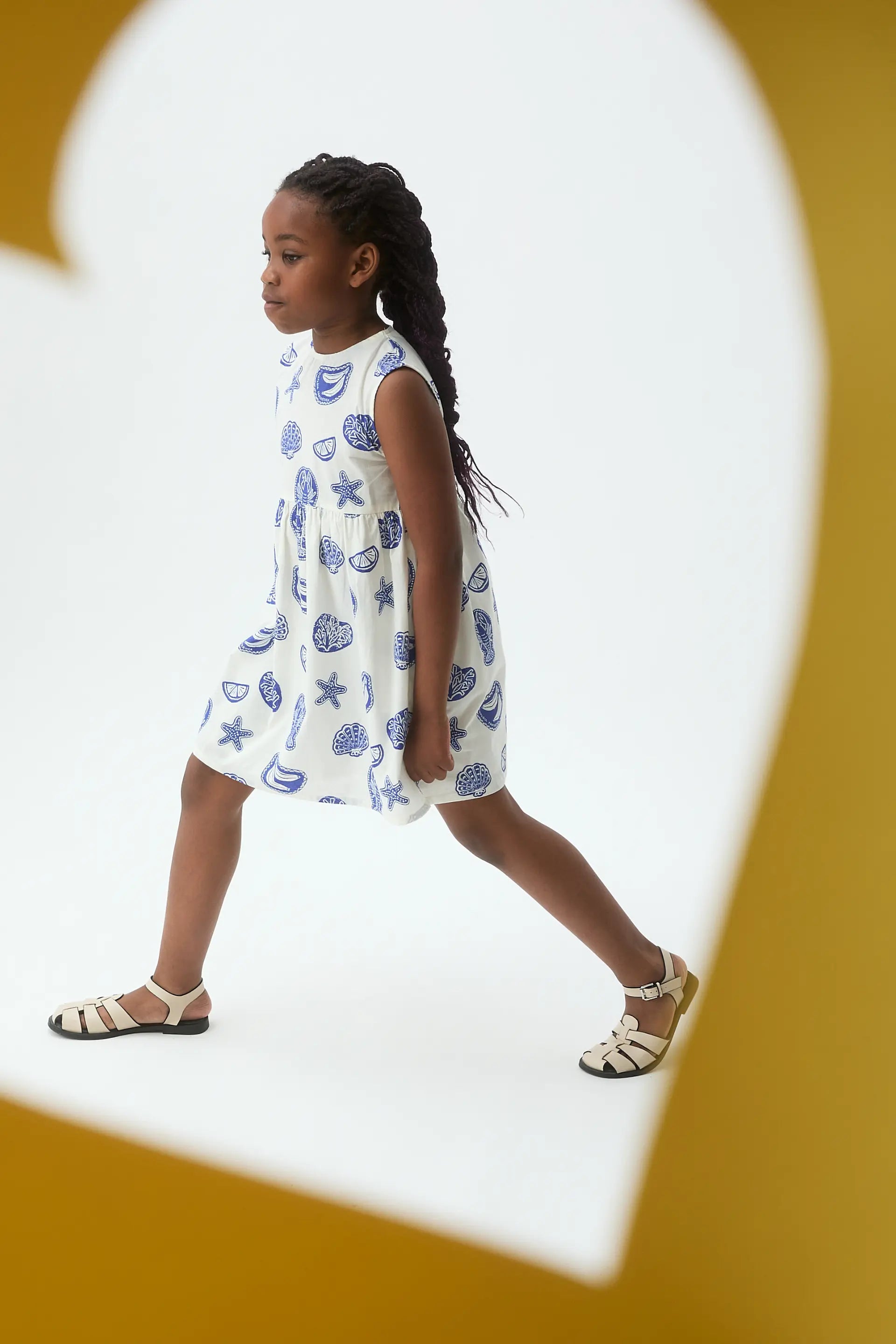 Short dress for girls, 100% cotton, Lobster print