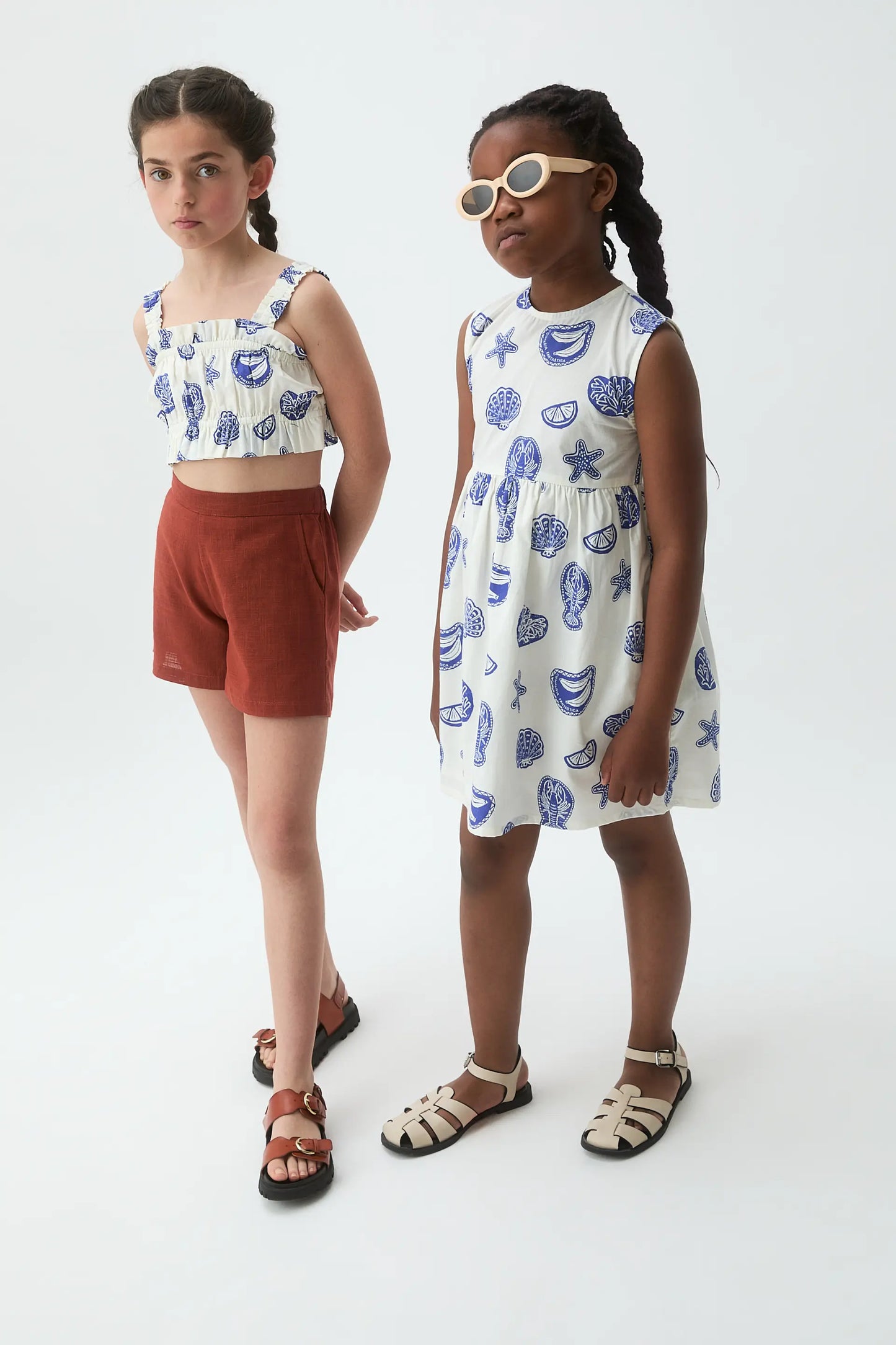 Vestido corto de niña 100% algodón estampado Lobster