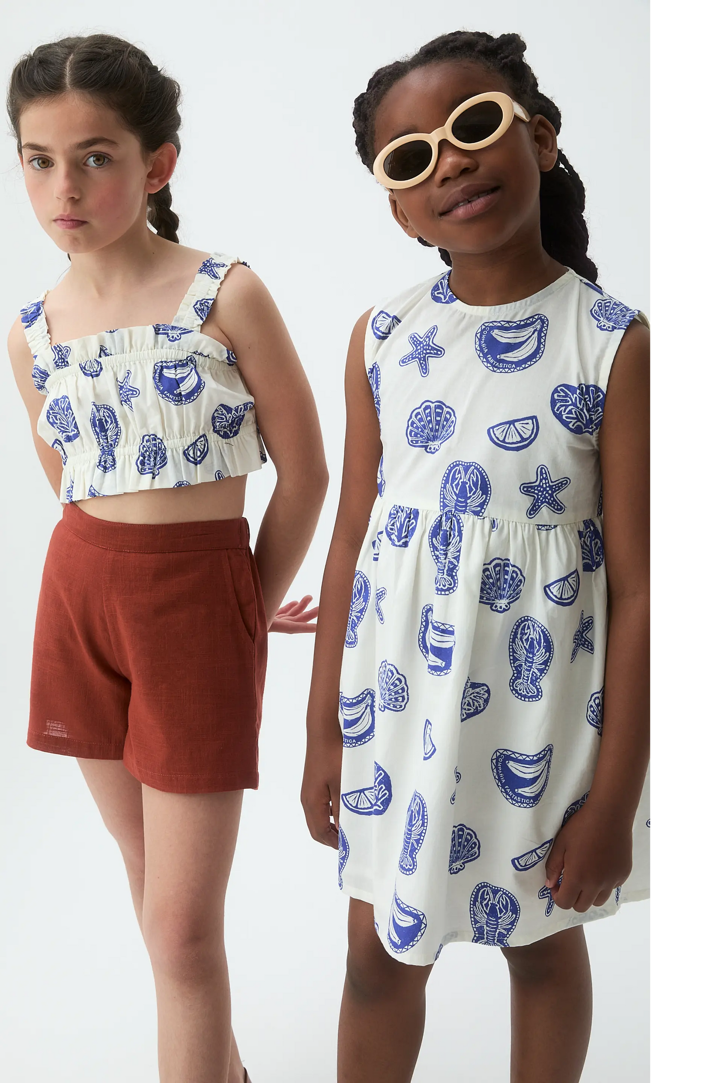 Vestido corto de niña 100% algodón estampado Lobster