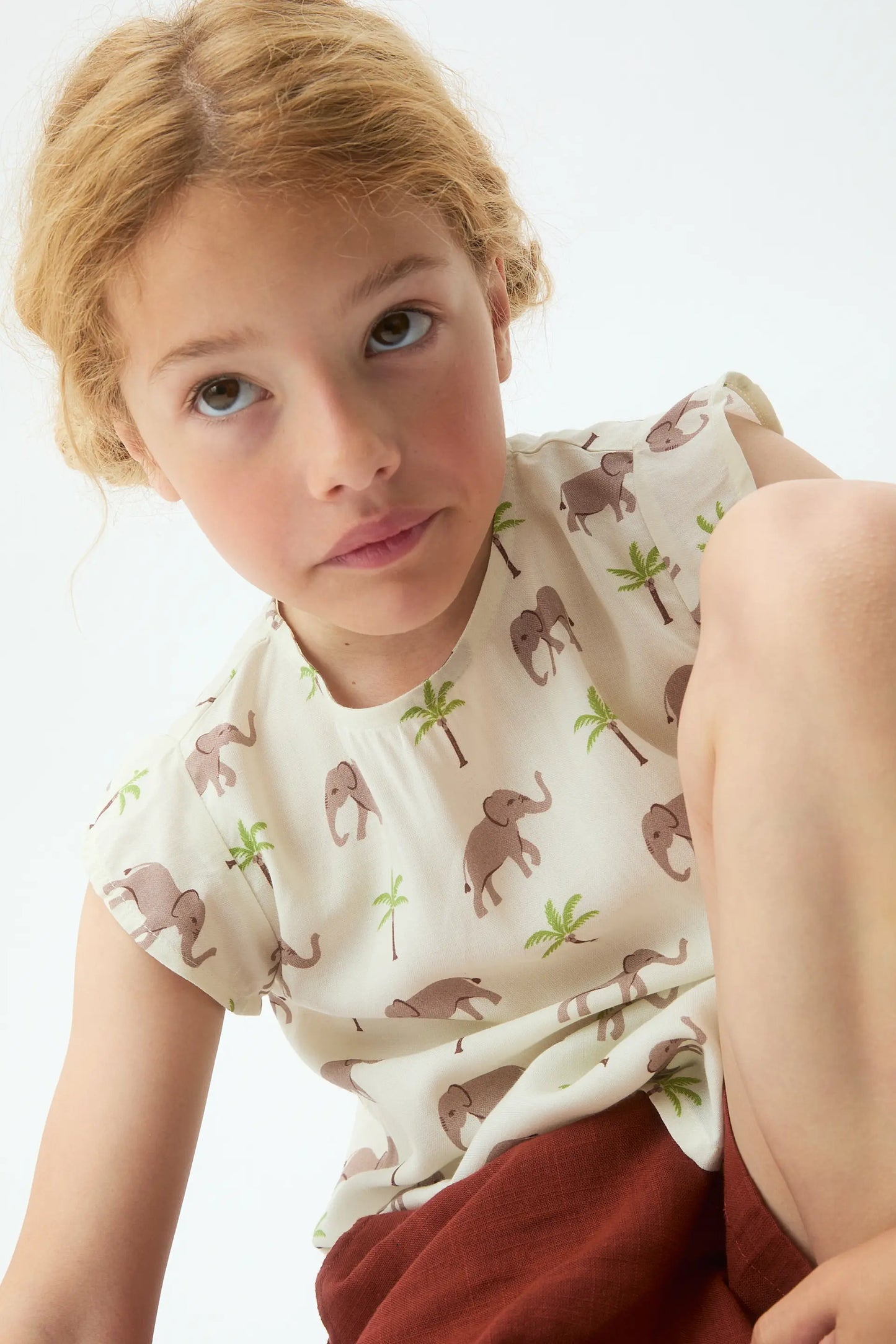 Top da bambina con stampa elefante