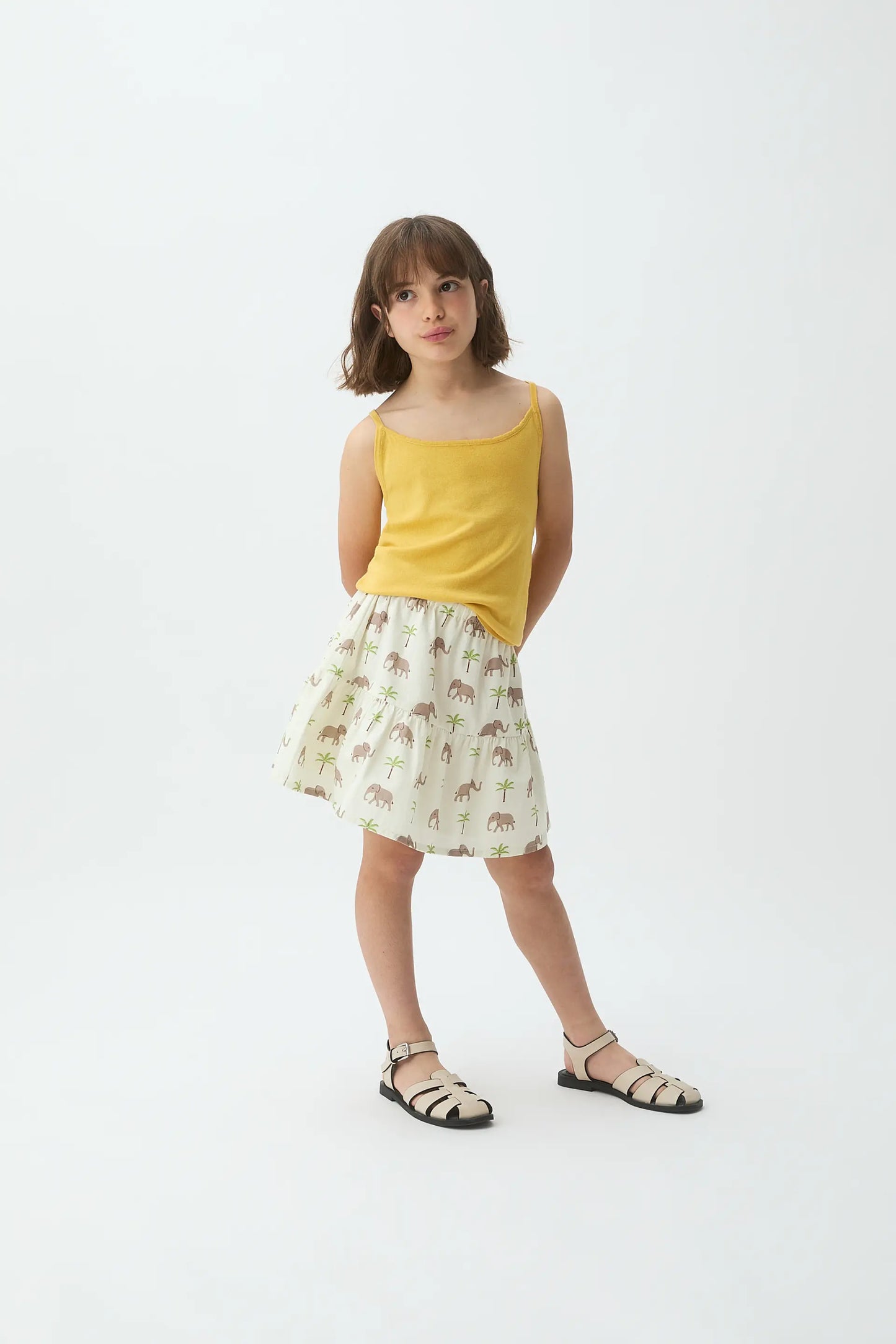 Gonna corta per bambina con stampa elefante