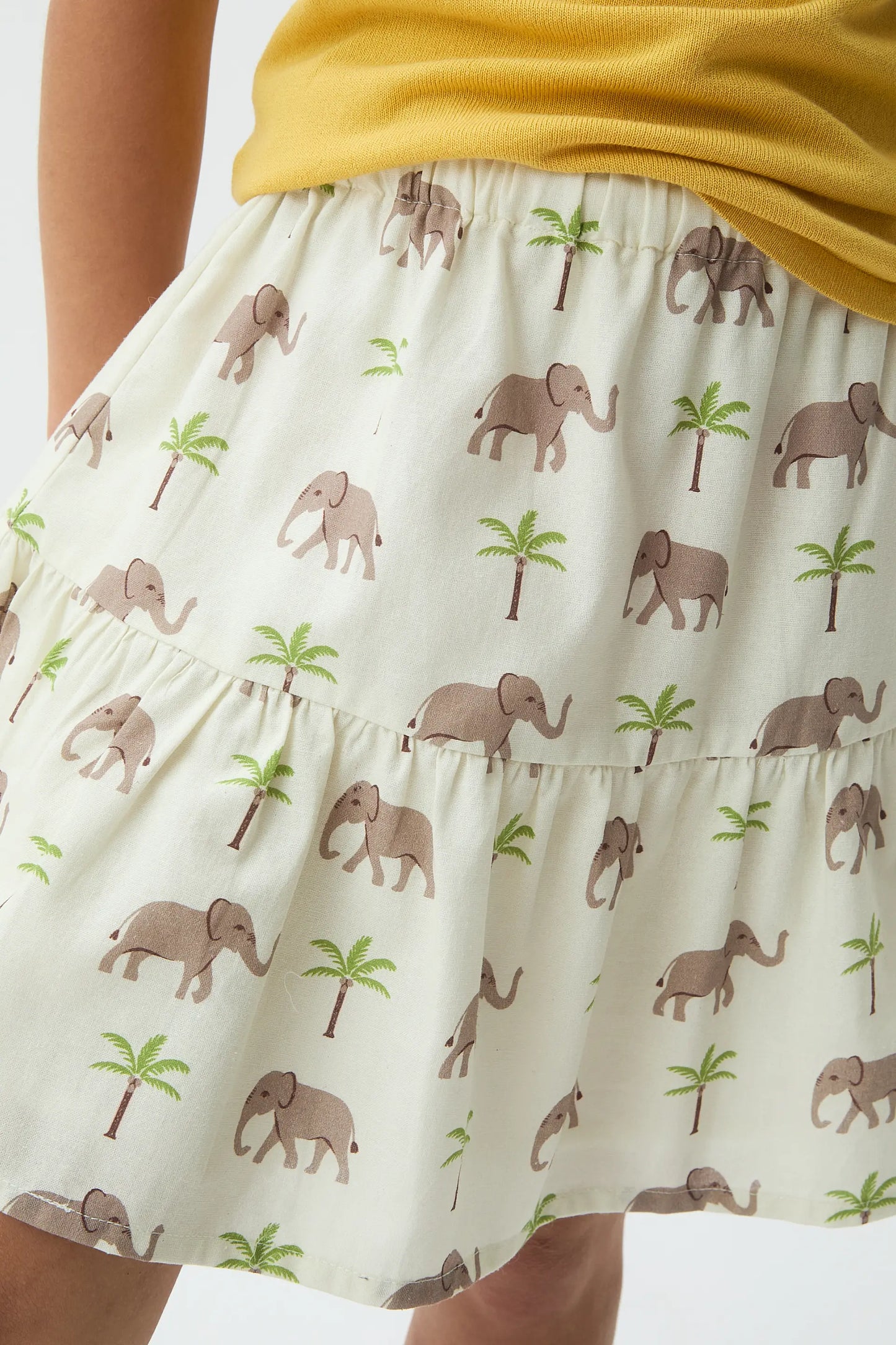 Gonna corta per bambina con stampa elefante