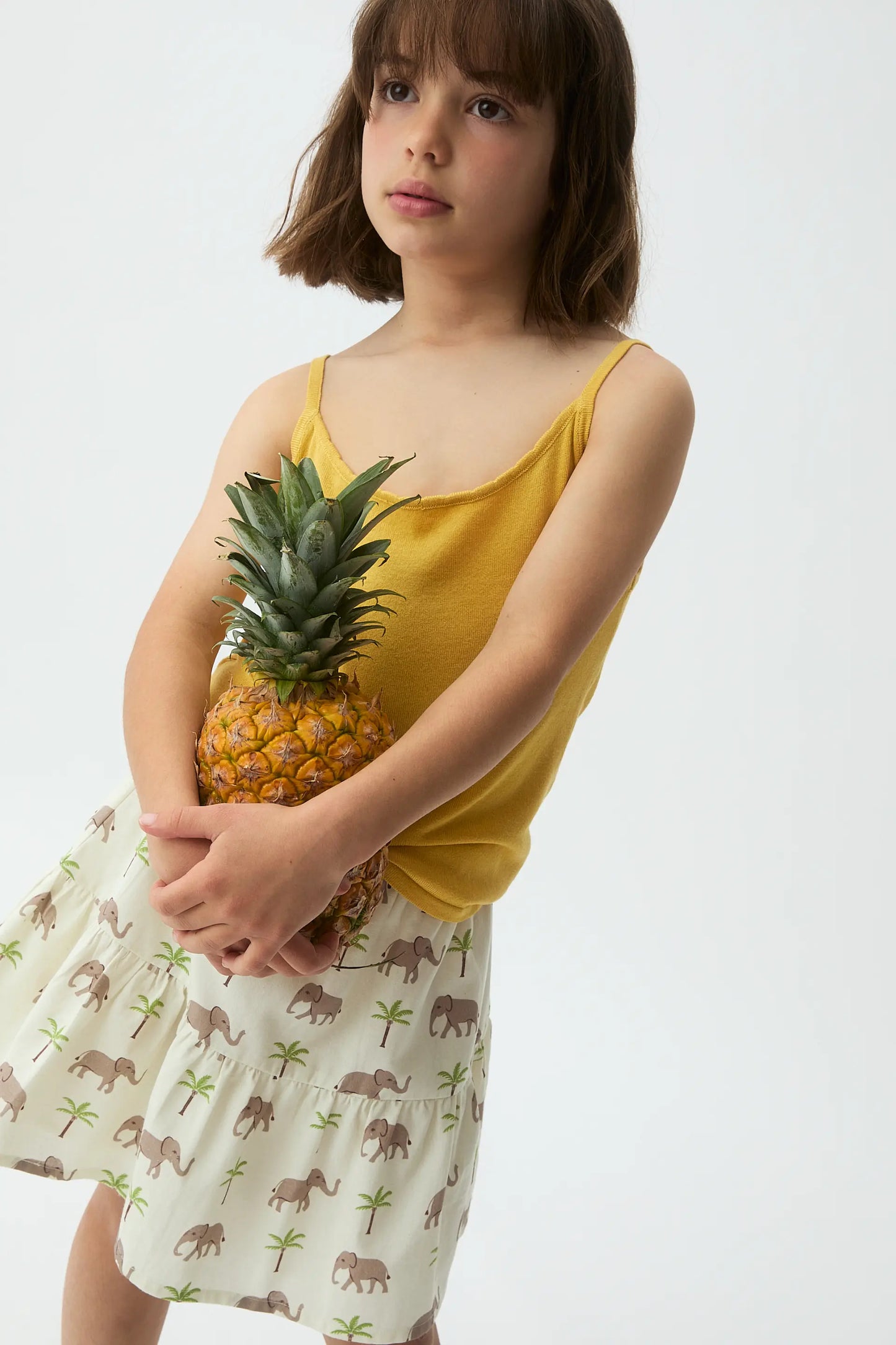 Gonna corta per bambina con stampa elefante