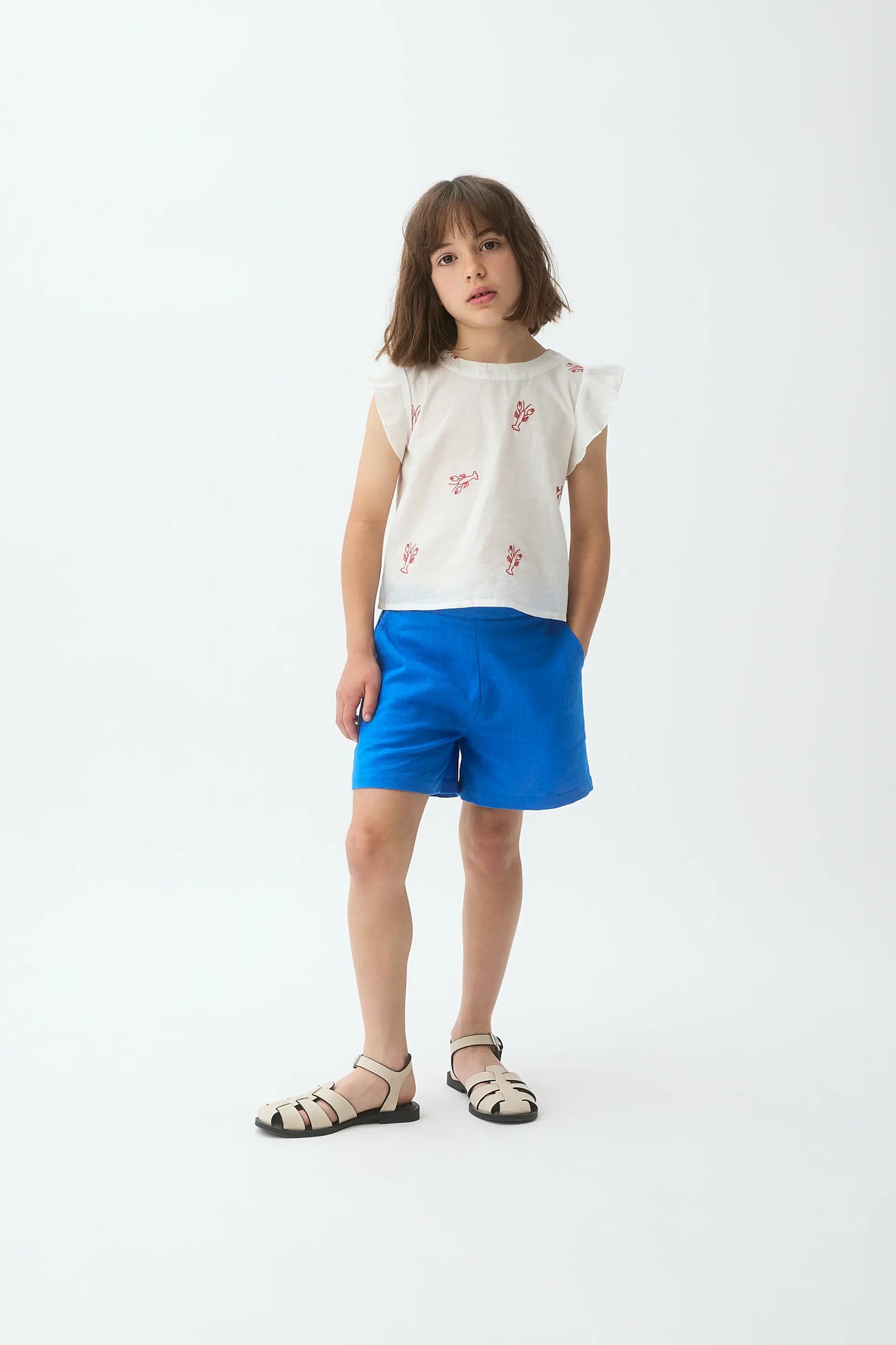 Girls' top with Red Lobster embroidery
