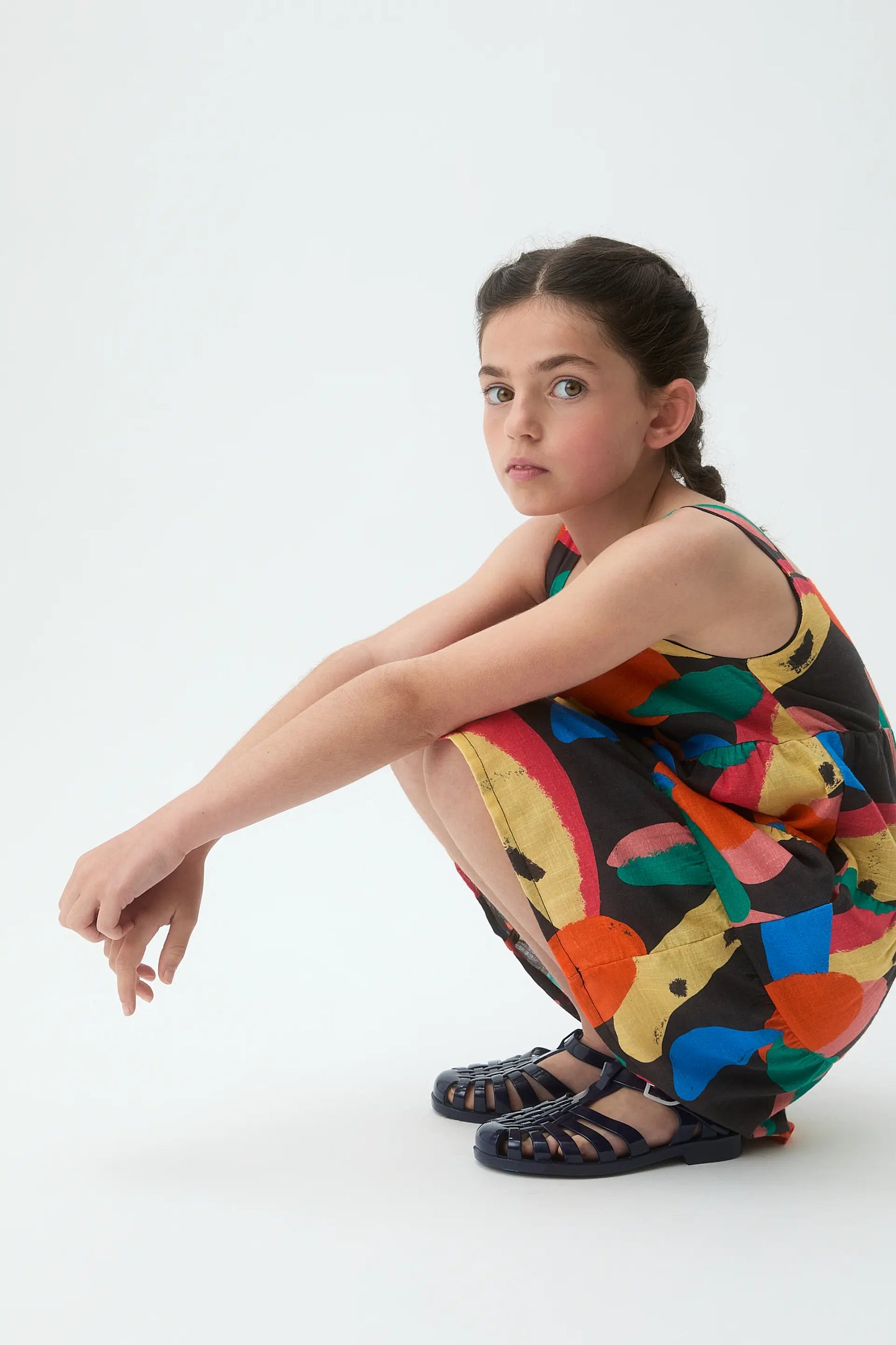 Vestido corto de niña con estampado Tutti Frutti Big