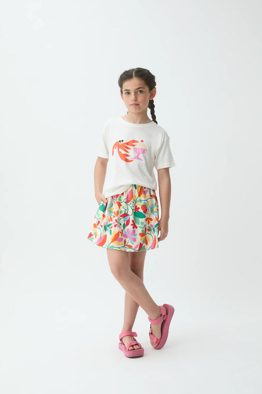 Camiseta de niña 100% algodón con estampado de langosta