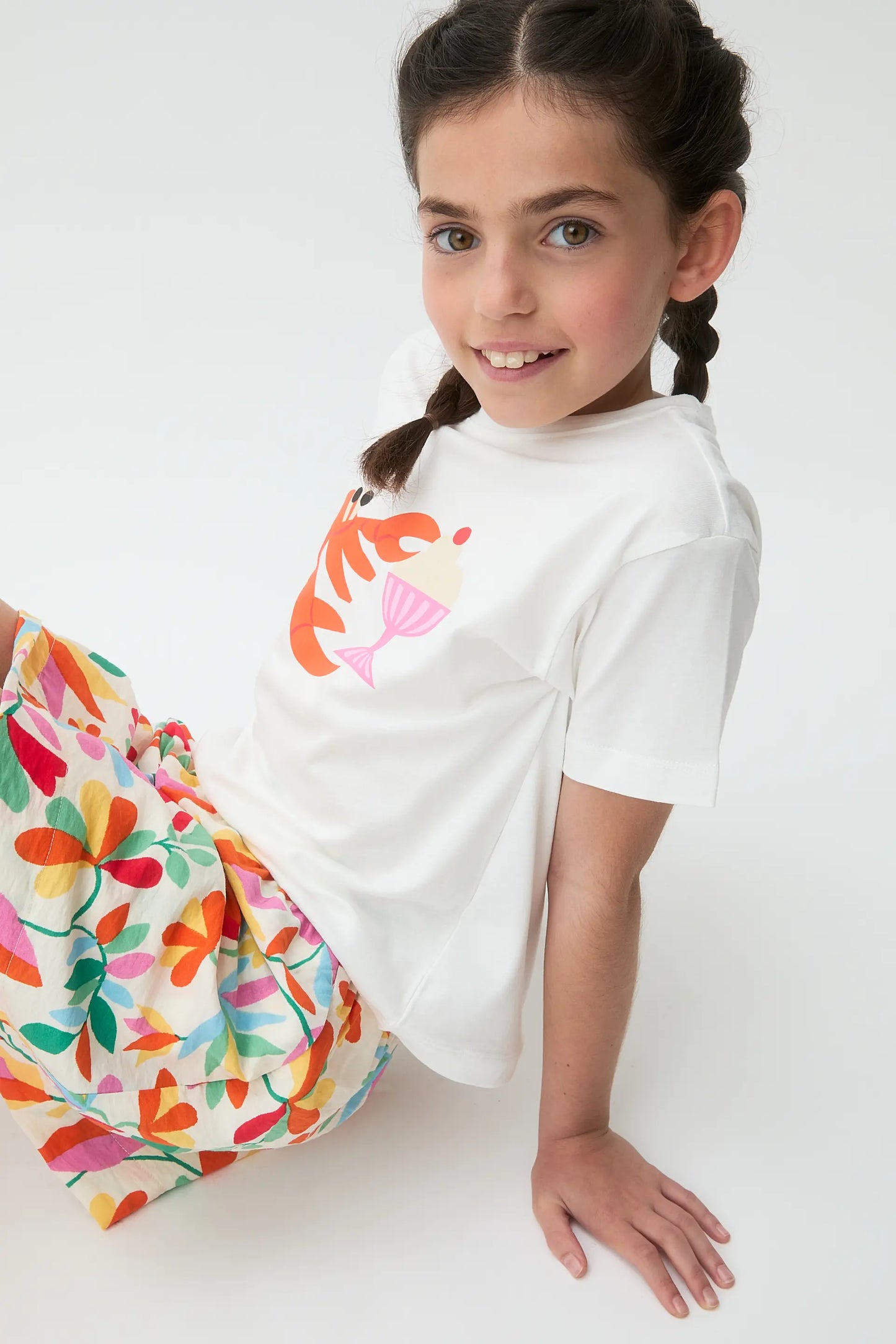 Girl's 100% cotton t-shirt with lobster print