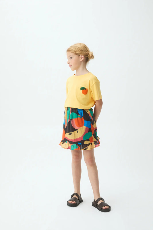 Camiseta de niña 100% algodón con parche de naranja