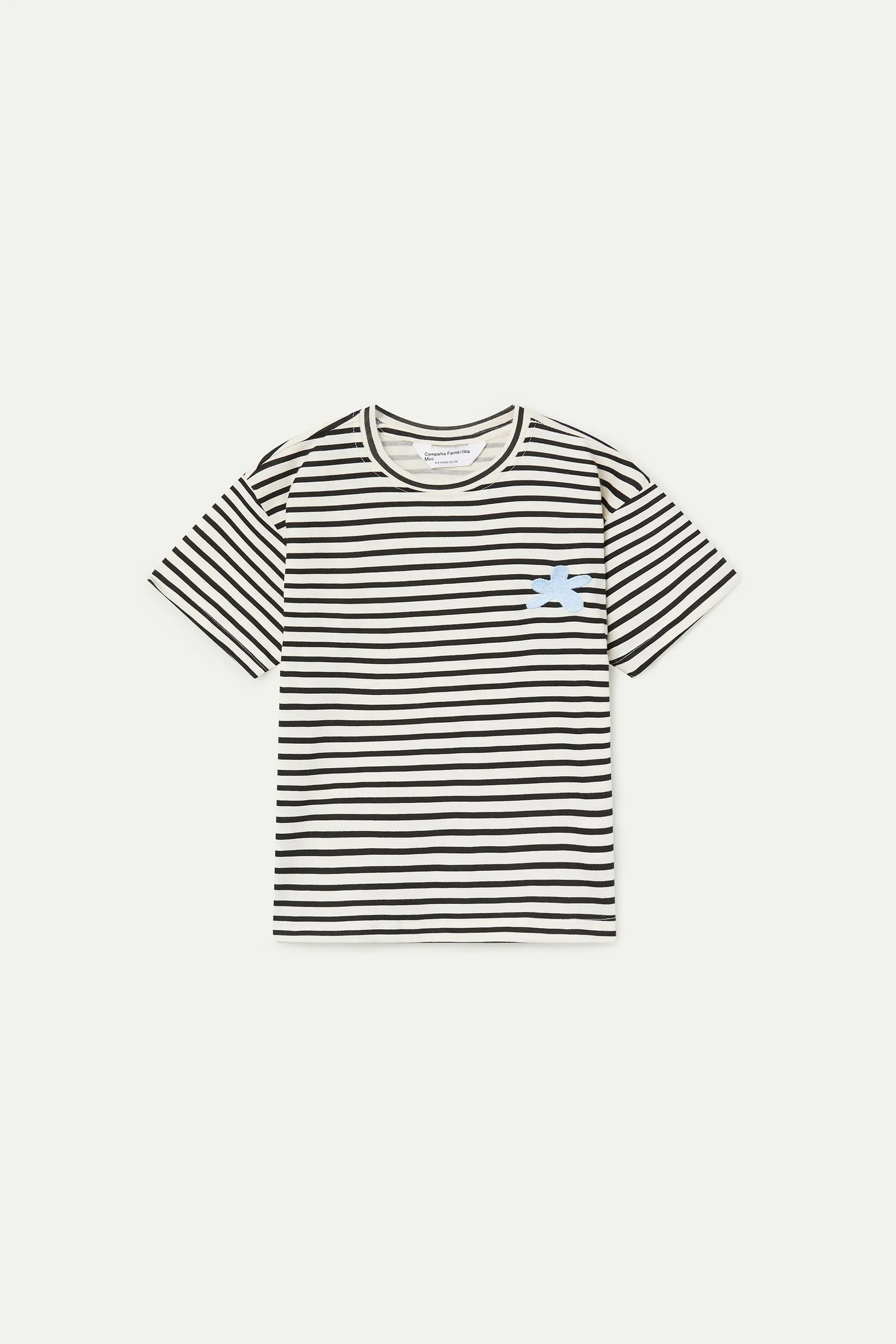 Girls' 100% cotton t-shirt with blue flower patch