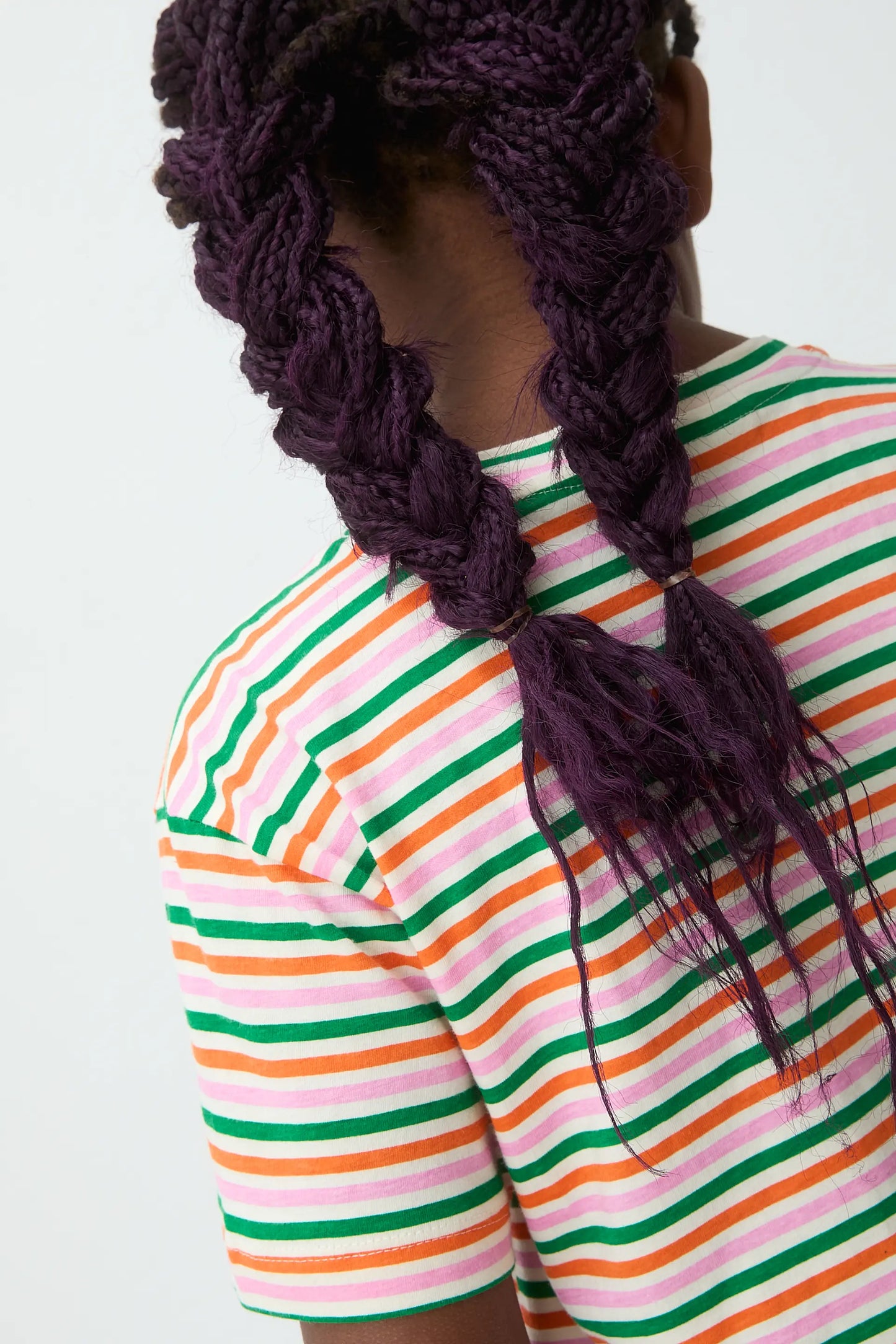 Girls' 100% cotton t-shirt with special multicolored striped print