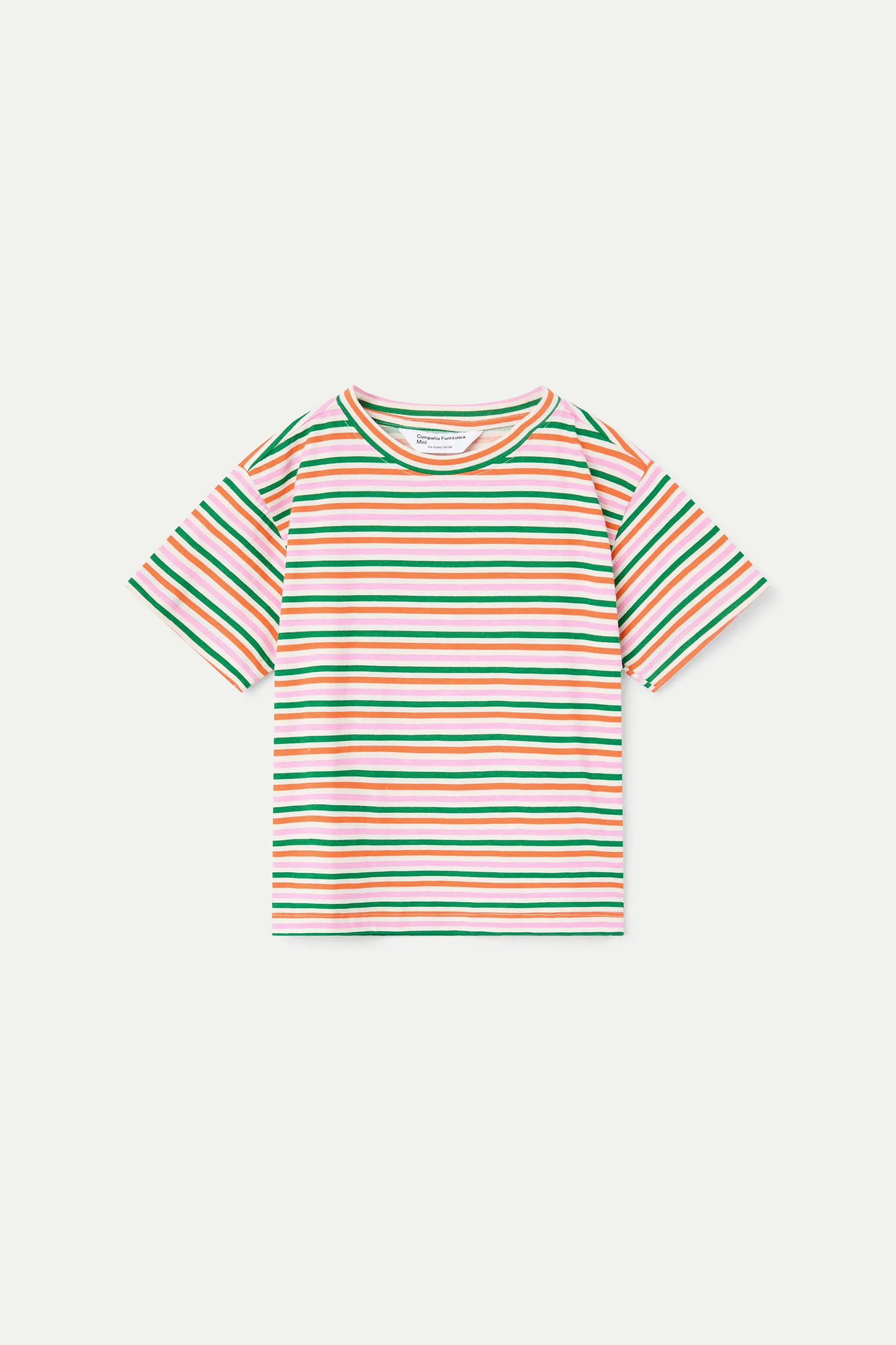 Girls' 100% cotton t-shirt with special multicolored striped print