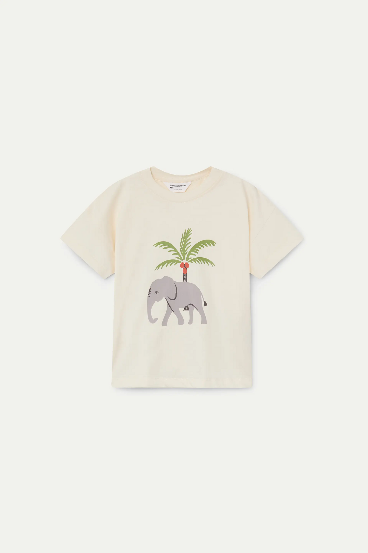 Camiseta de niña 100% algodón con estampado de Elefante y Palmera