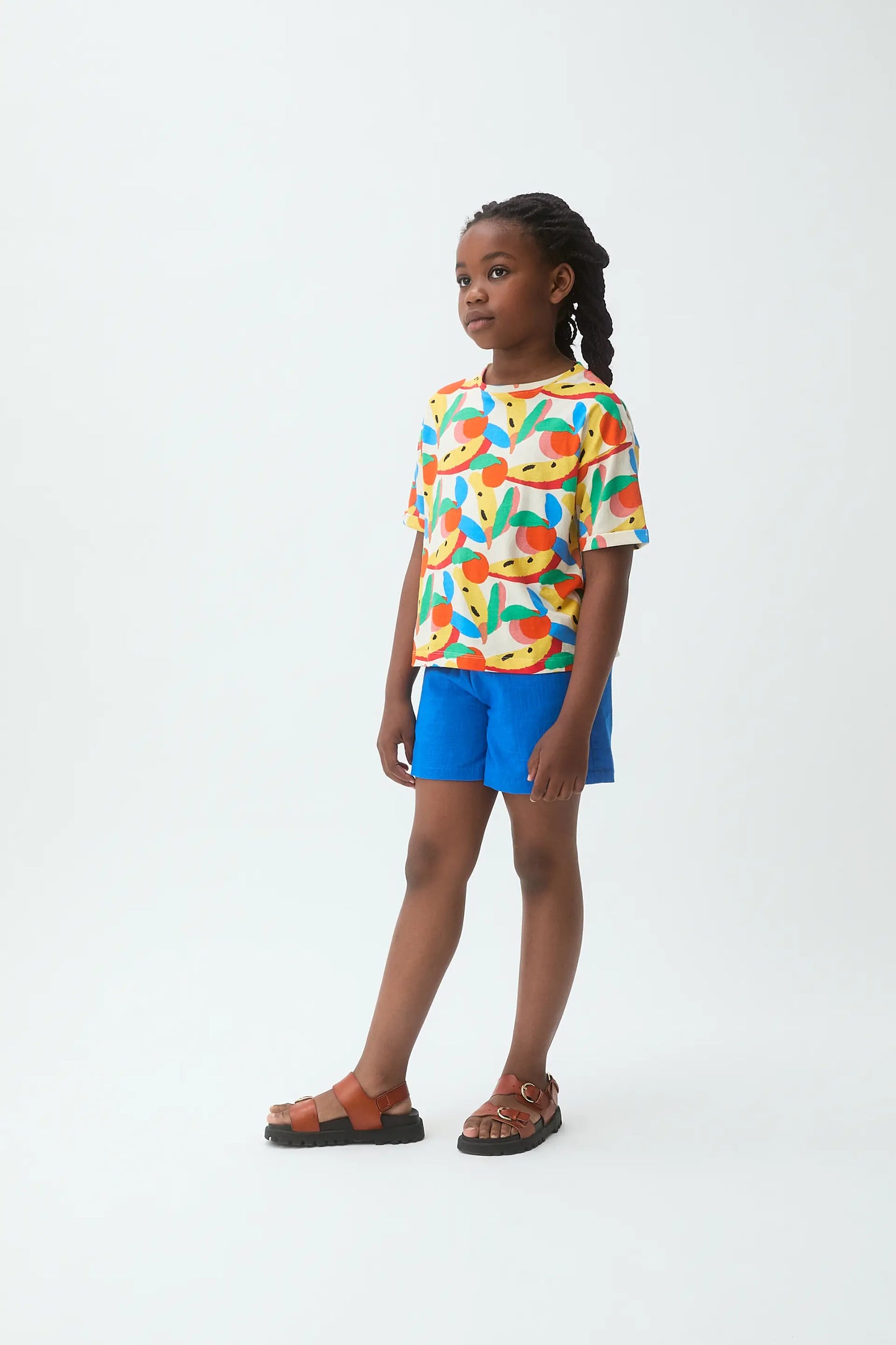 Girls' 100% cotton T-shirt with Tutti Frutti print