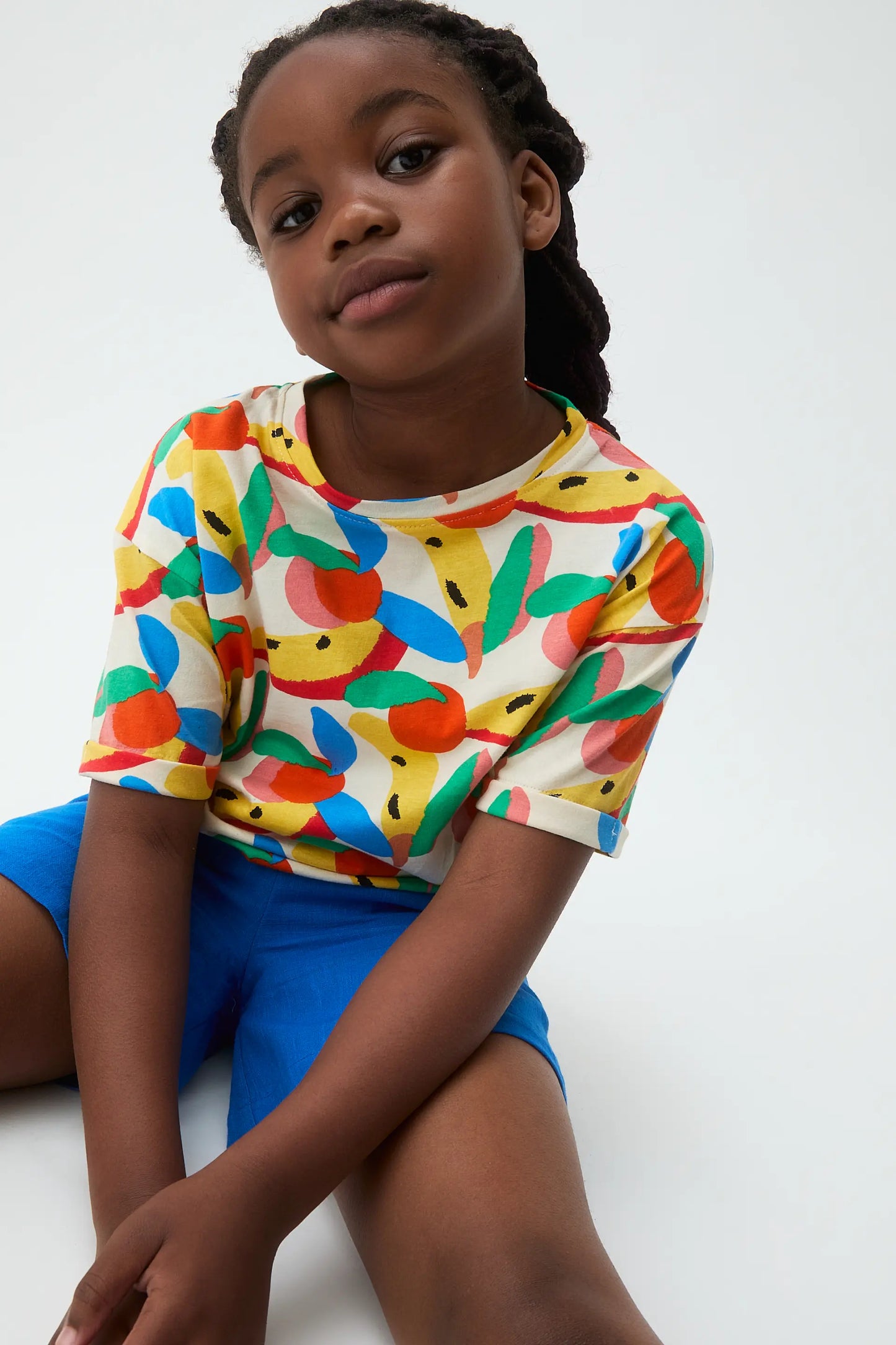 Girls' 100% cotton T-shirt with Tutti Frutti print