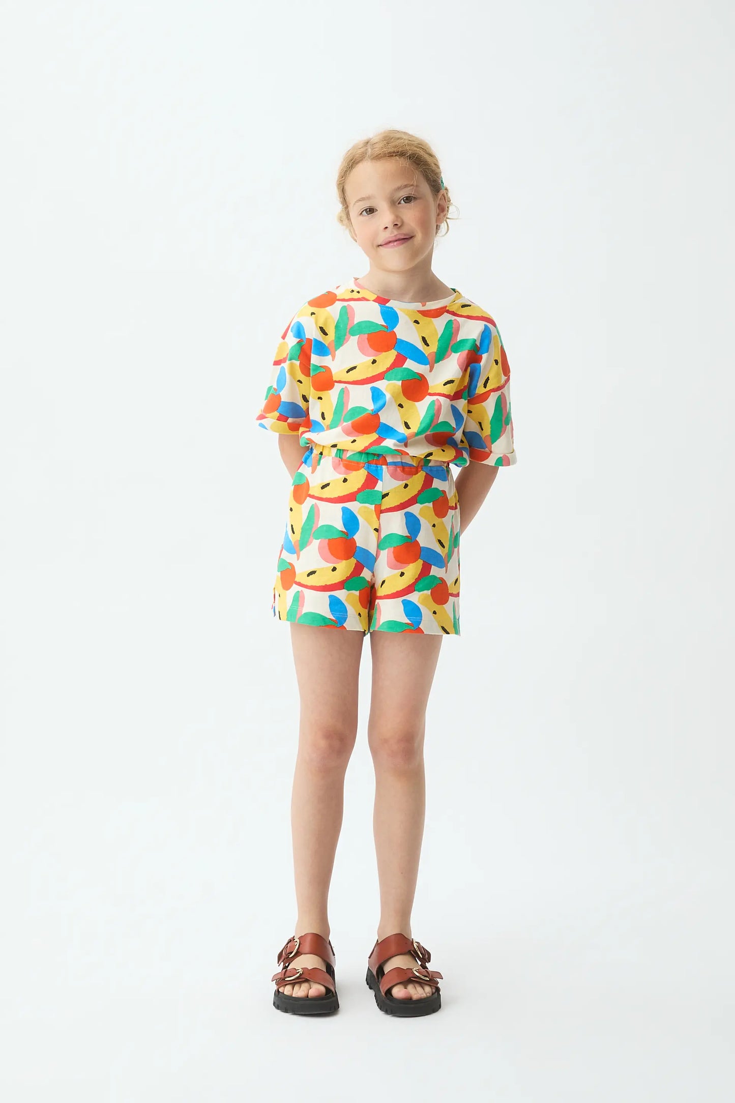 Girls' 100% cotton shorts with Tutti Frutti print