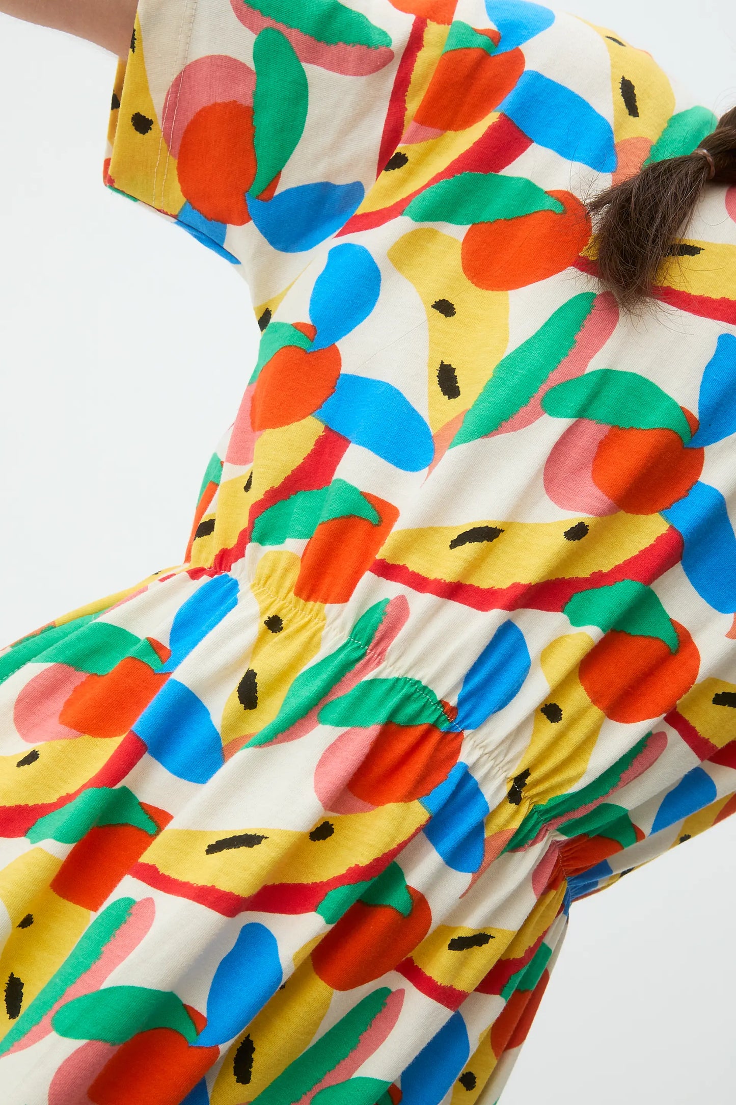 Short dress for girls, 100% cotton, with Tutti Frutti print