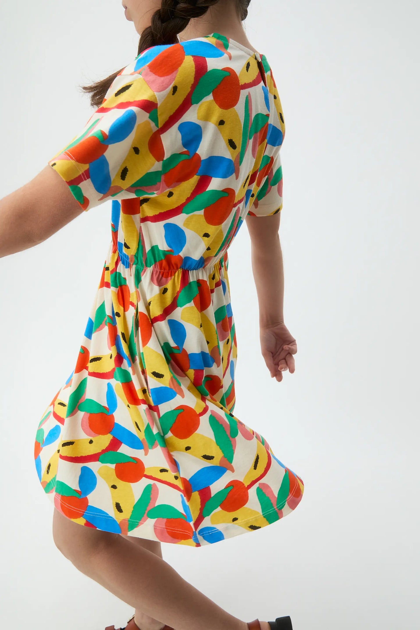 Short dress for girls, 100% cotton, with Tutti Frutti print