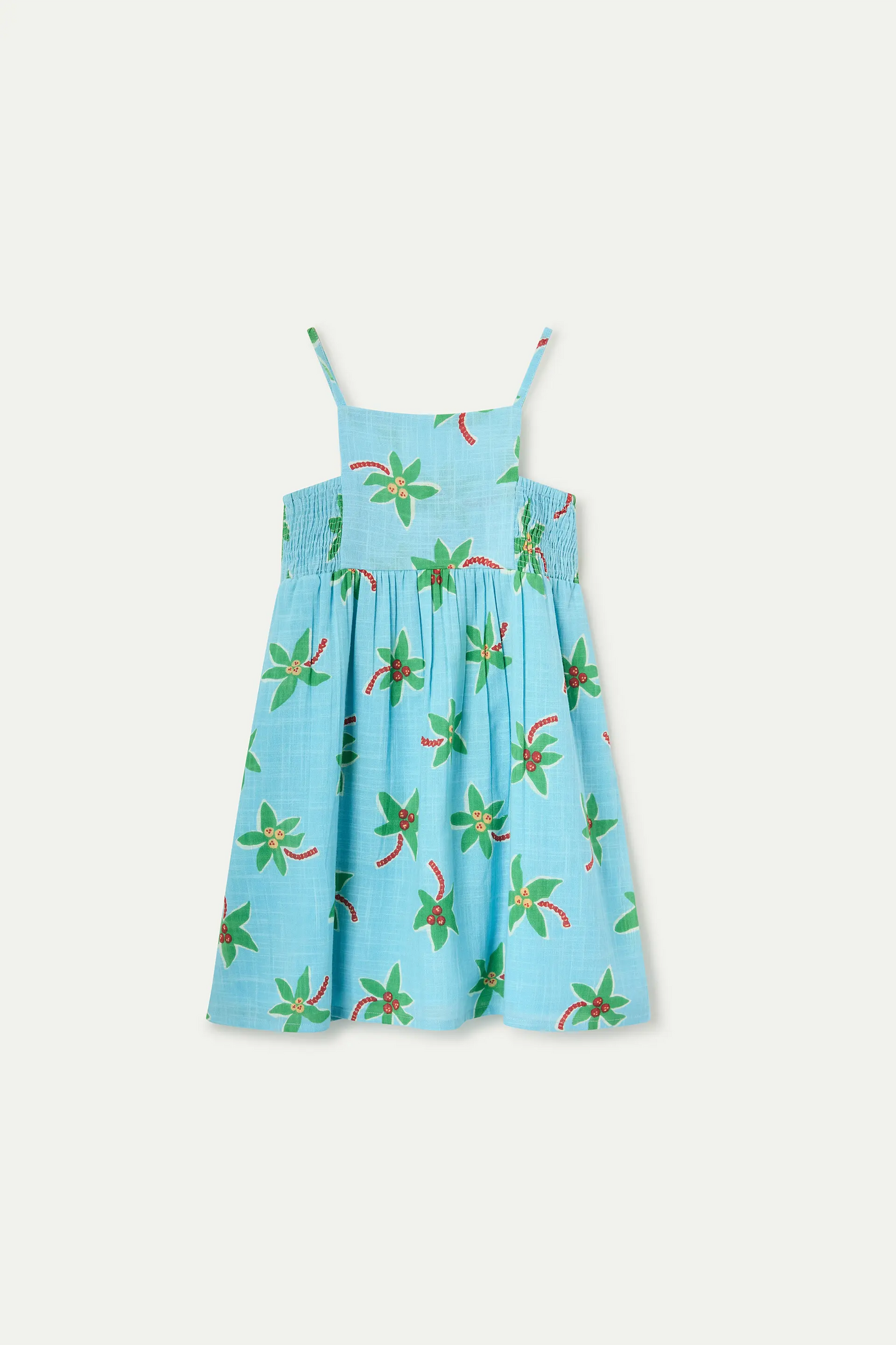 Girls' short dress, 100% cotton, with coconut print, Small