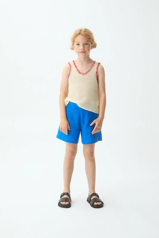 Girls' shorts, 100% cotton, navy blue