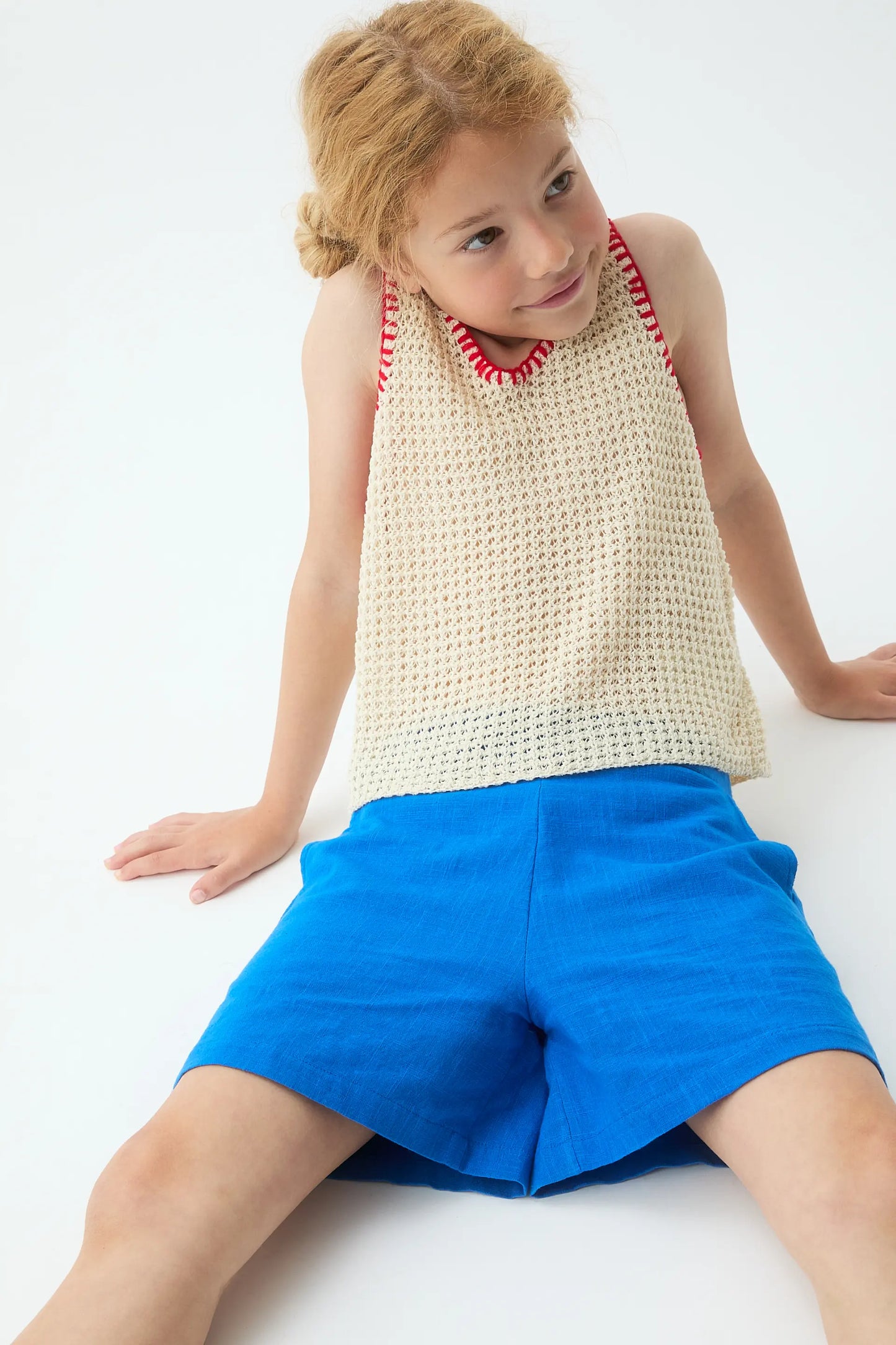 Girls' shorts, 100% cotton, navy blue