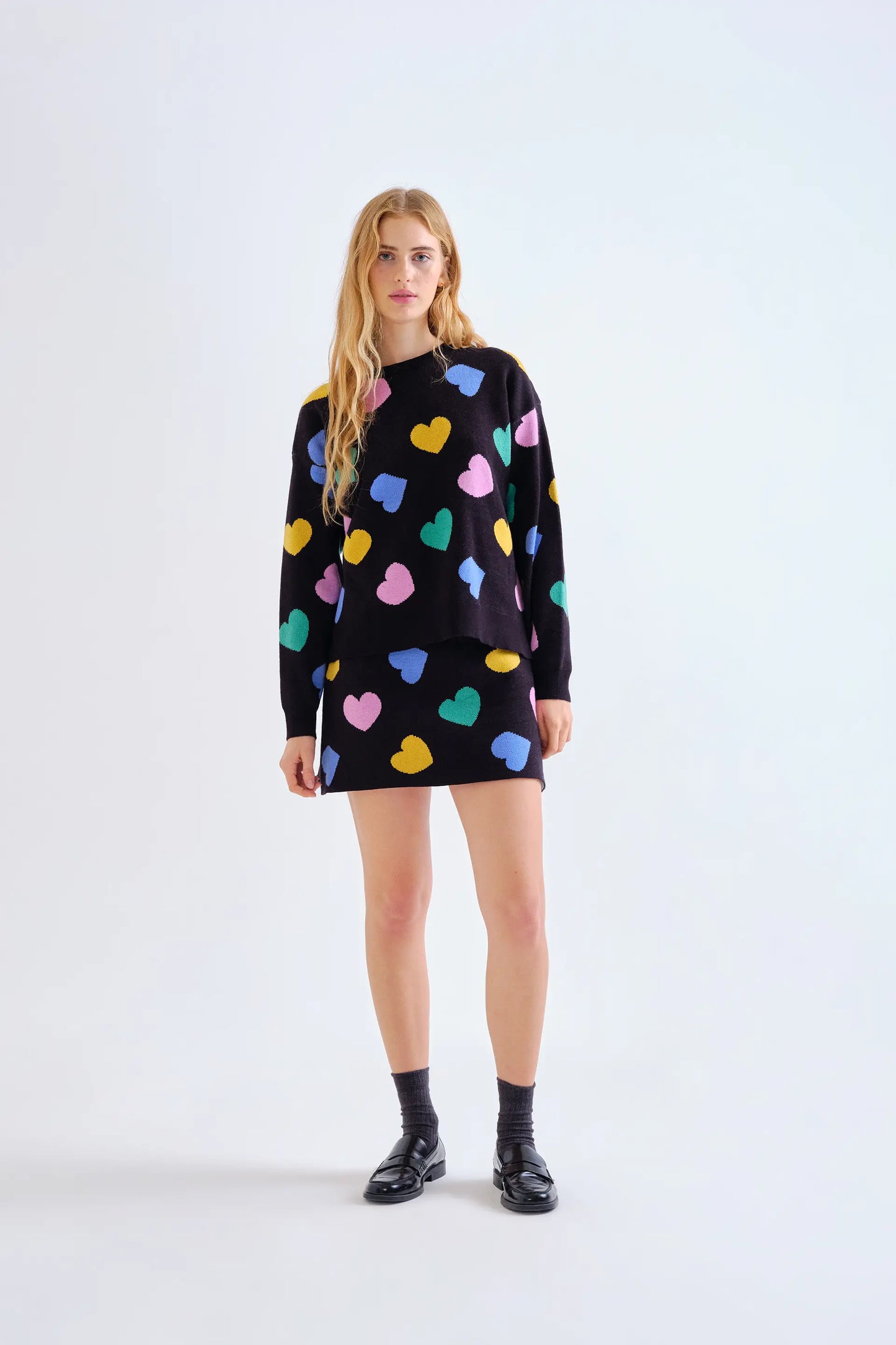 Falda corta de punto con estampado Candy